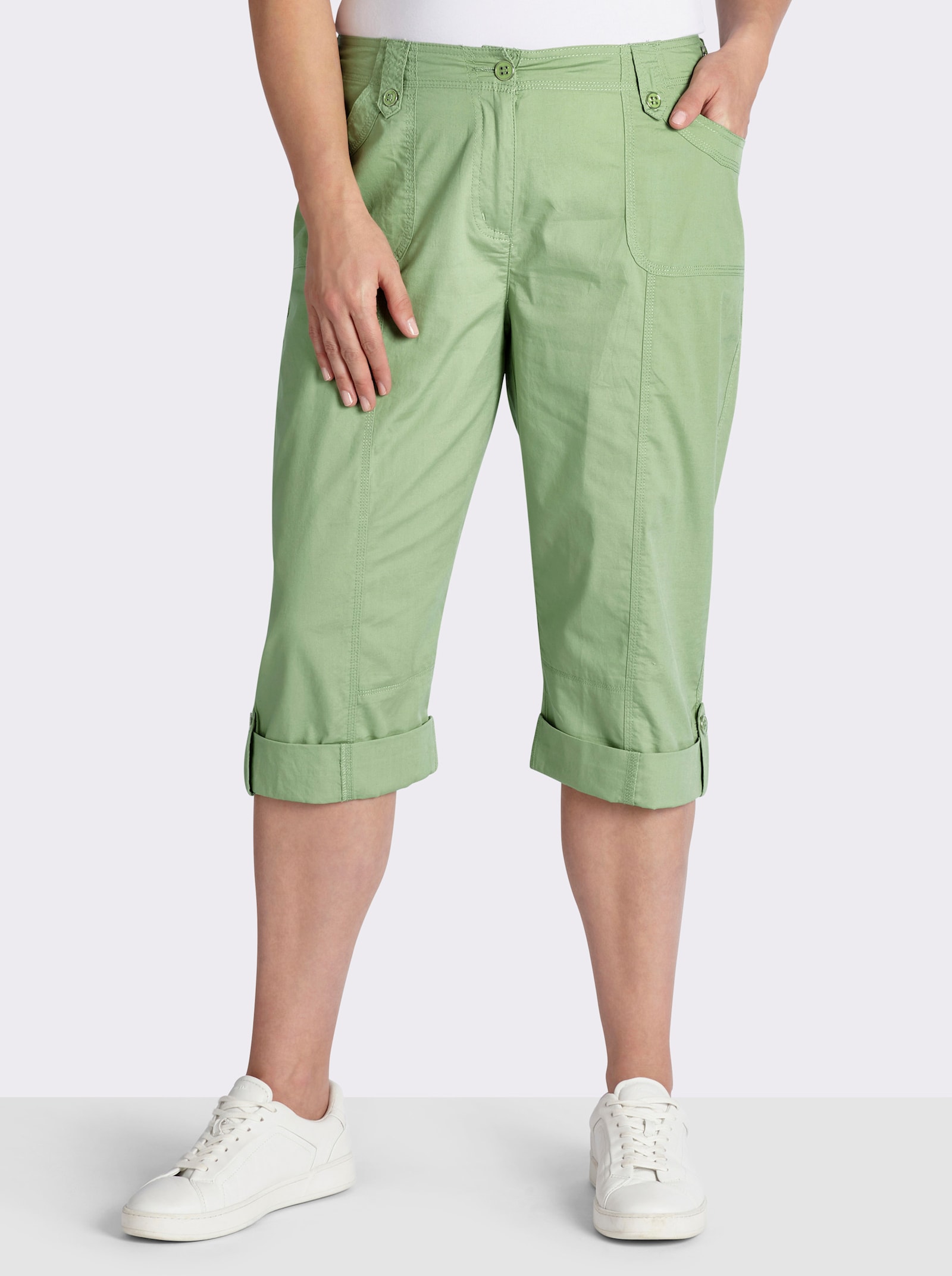 Caprihose mit verstellbarem Bund - eucalyptus