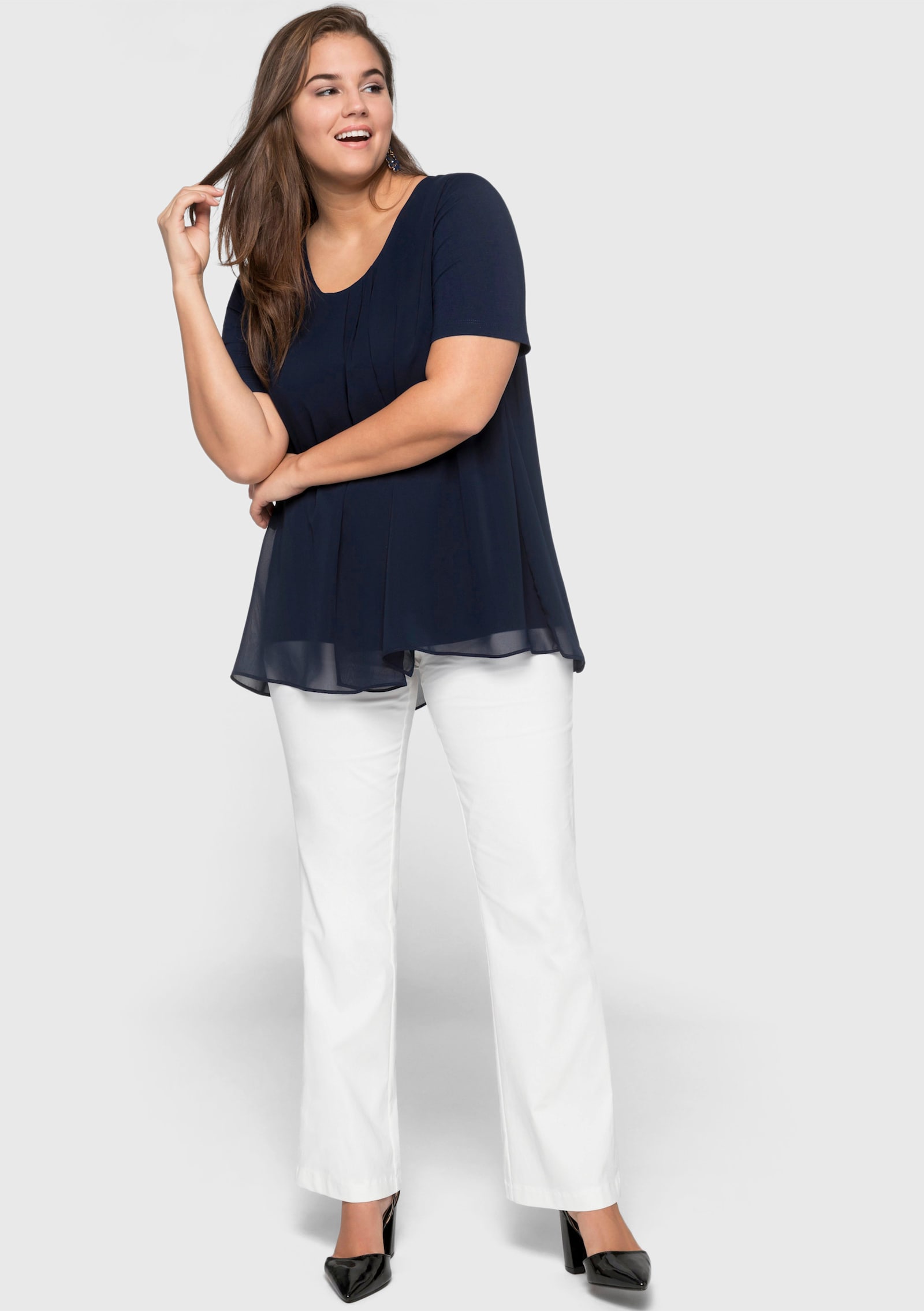 sheego Blusenshirt im Lagenlook - marine