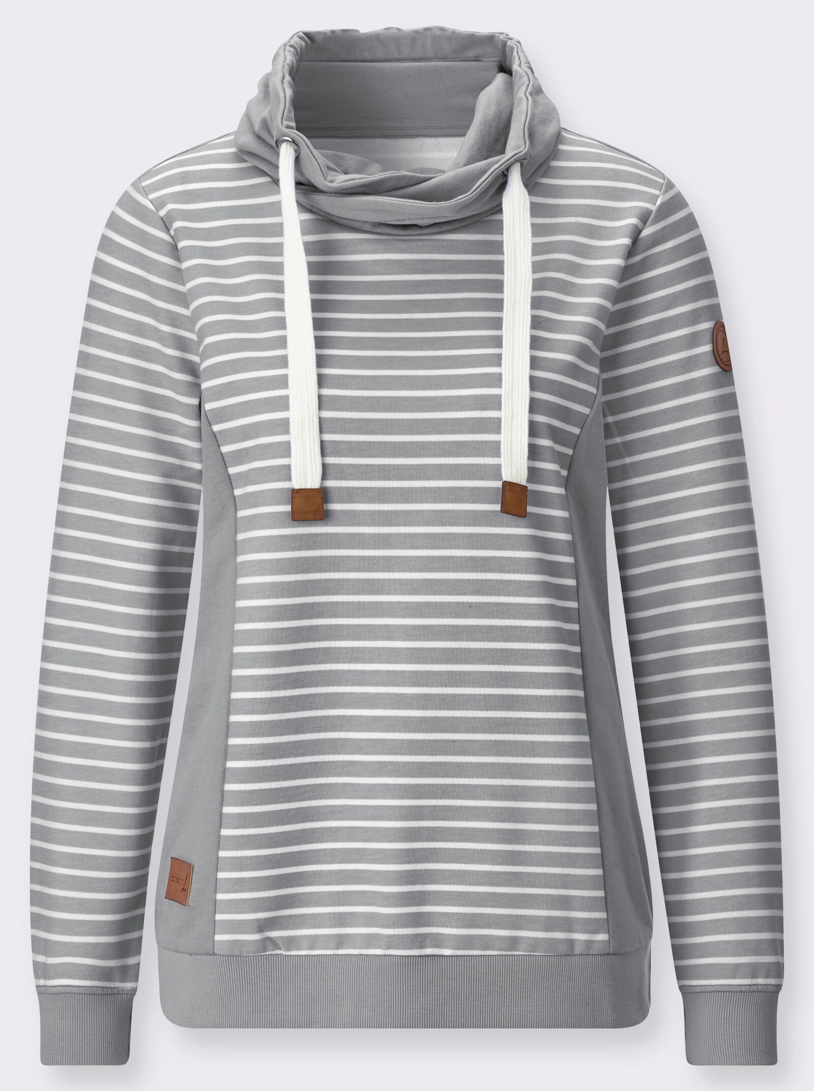 Sweatshirt im Streifenmuster - steingrau-ecru