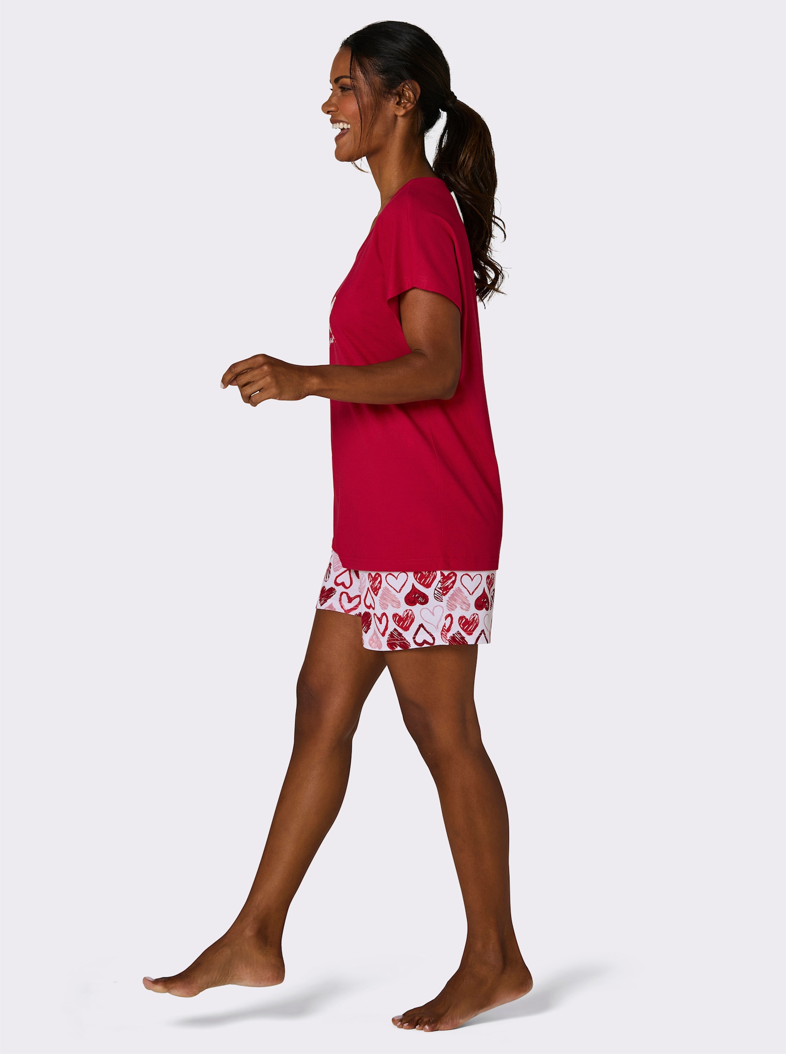 wäschepur Pyjama court - rouge-blanc imprimé