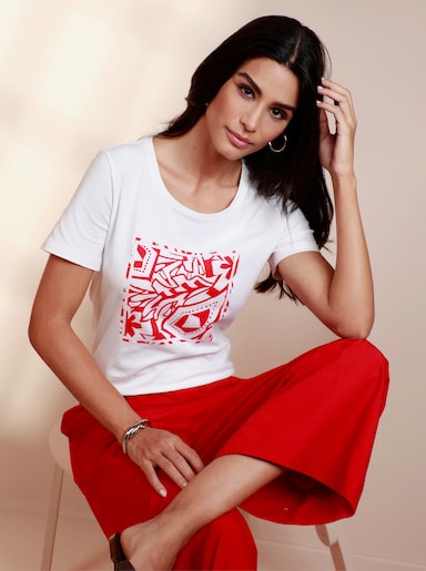 heine Kurzarmshirt mit Front-Print - ecru