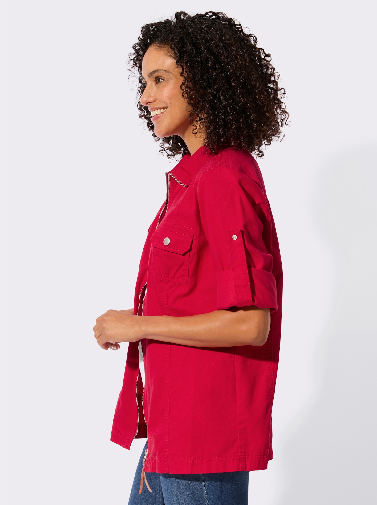 Blusenjacke mit Brust-Klappentaschen - rot
