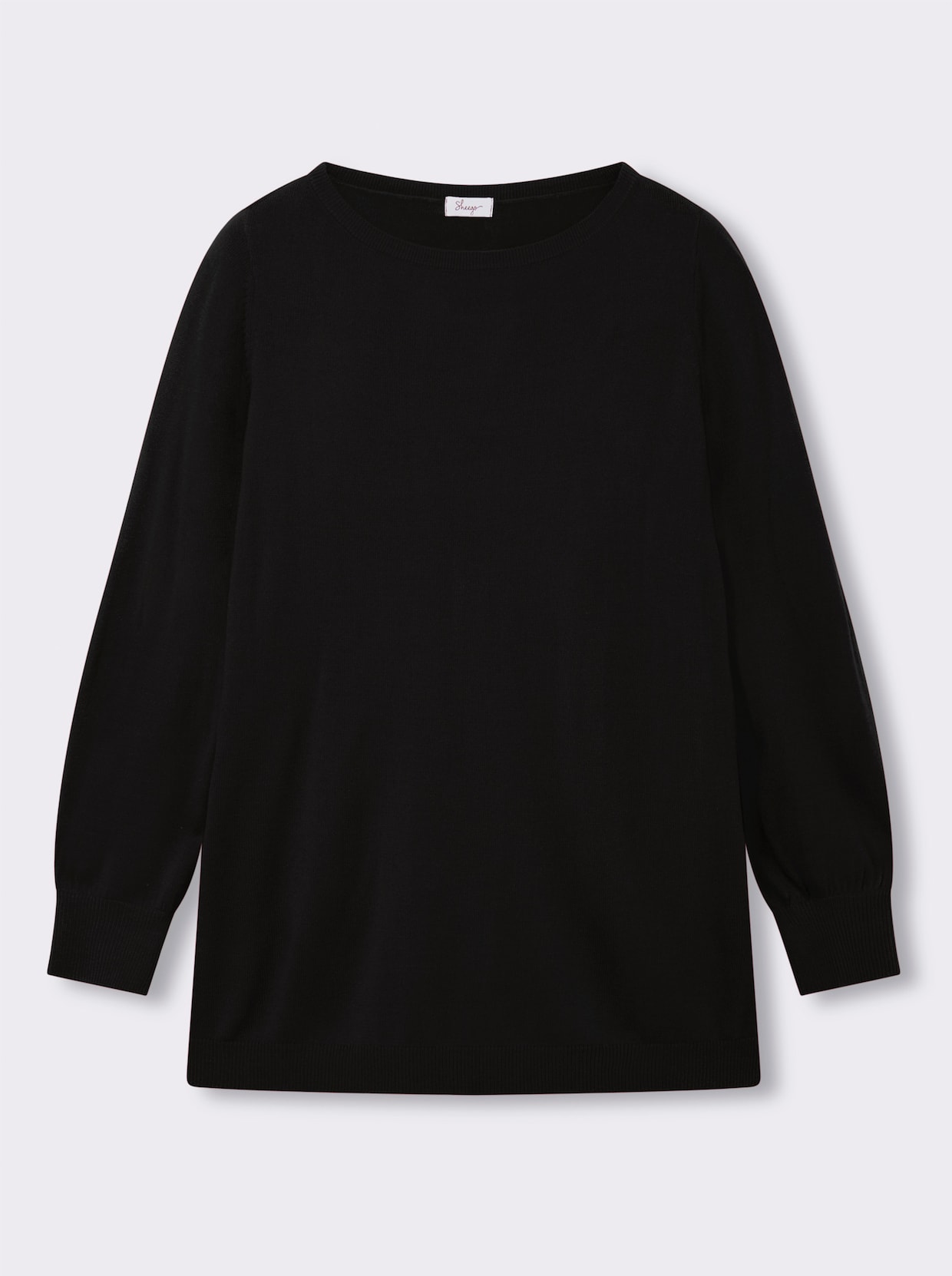 sheego Pullover mit U-Boot-Ausschnitt - schwarz