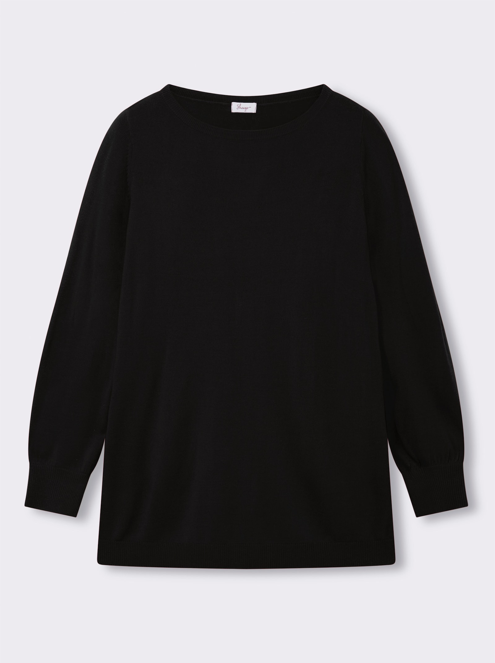 sheego Pullover mit U-Boot-Ausschnitt - schwarz