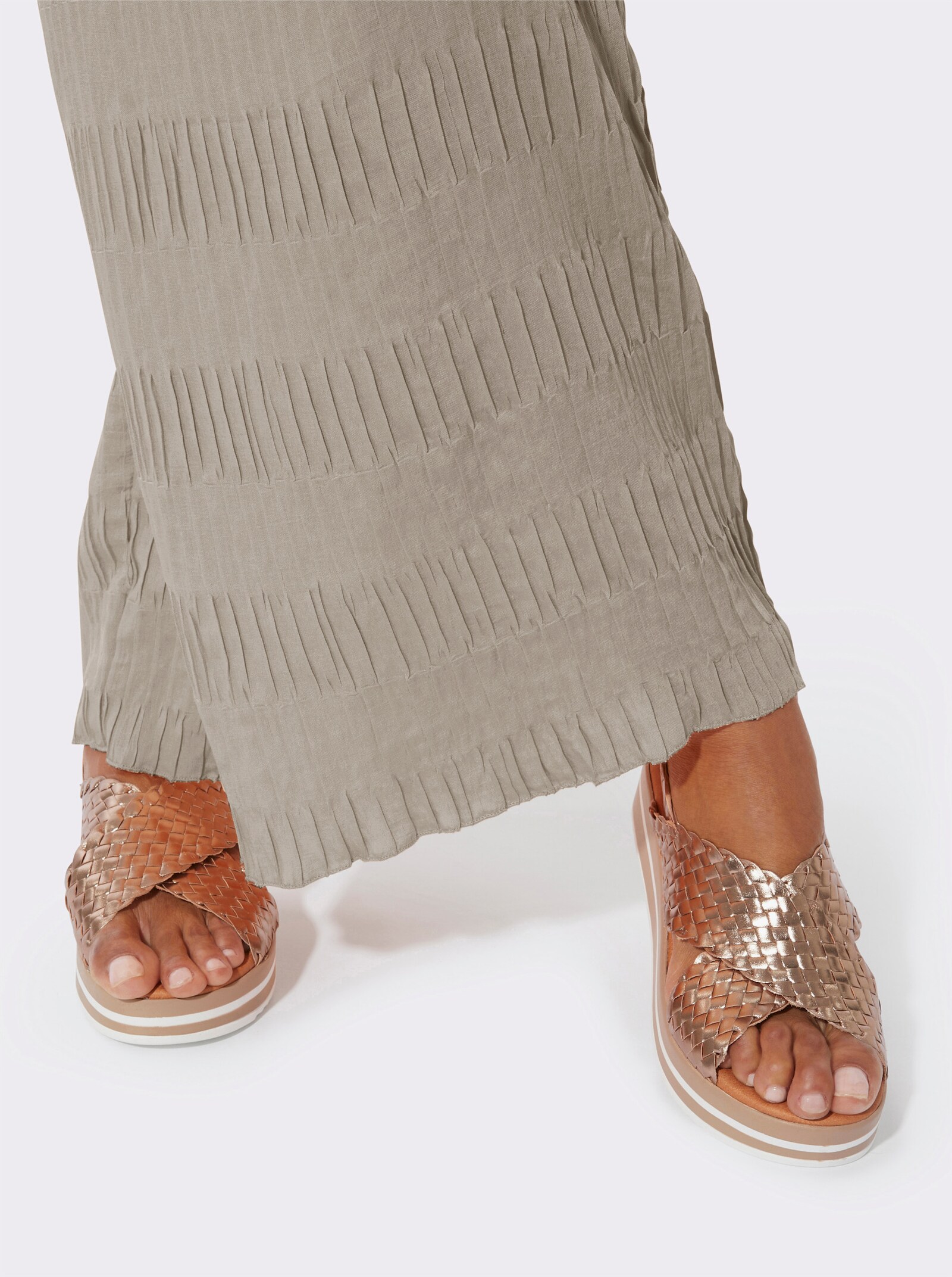 Schlupfhose mit weiten Beinen - sesam