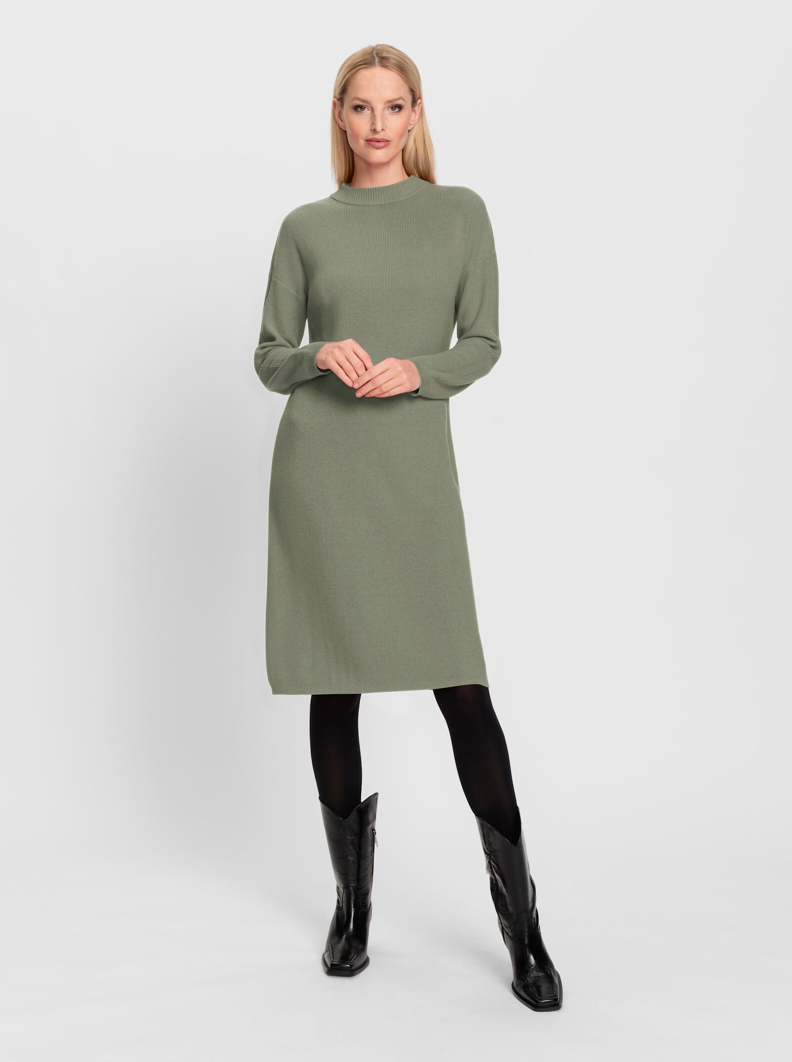 heine Strickkleid mit Ripp-Muster - khaki