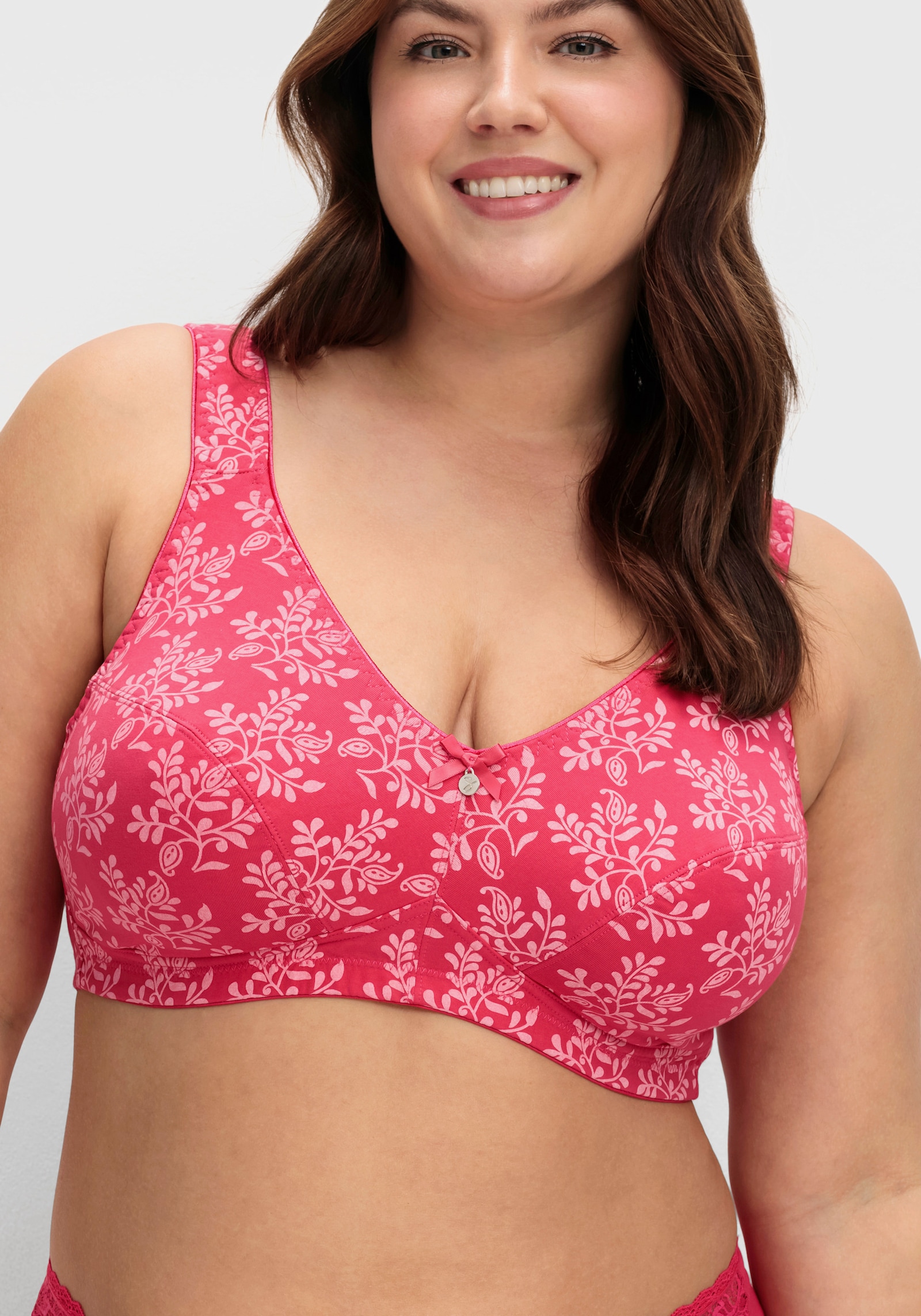 sheego Lot de 2 soutiens-gorge sans armatures - blanc + orchidée