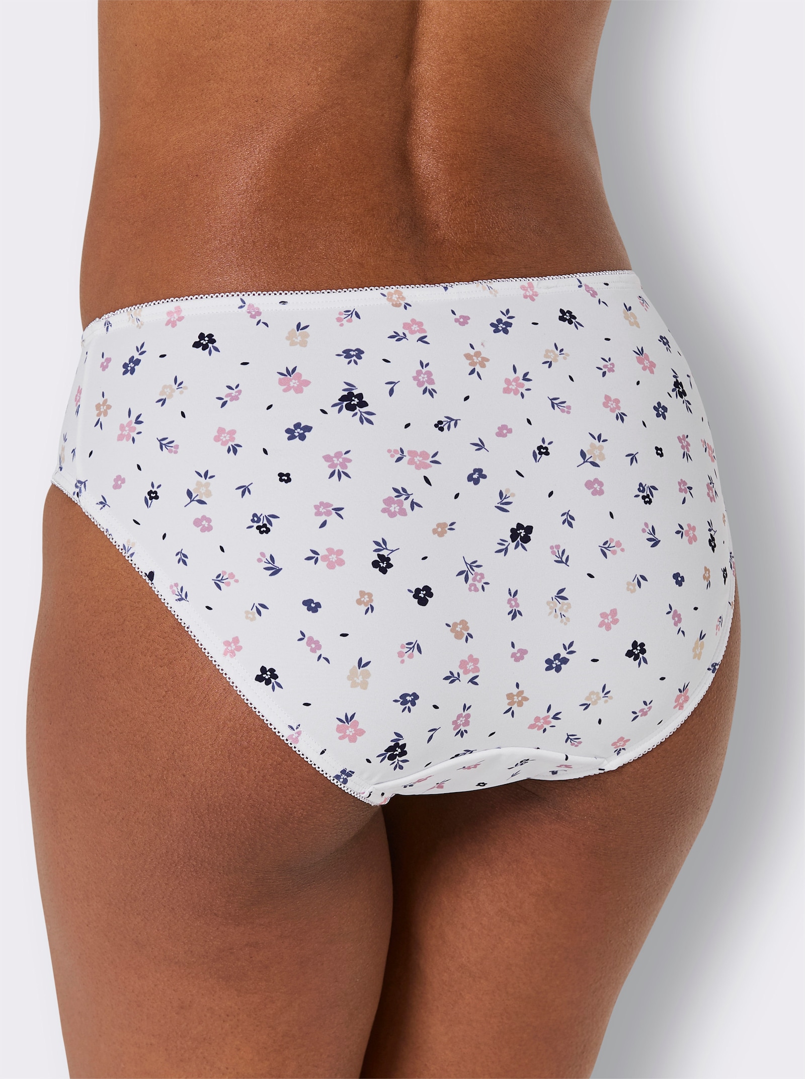 wäschepur Jazzpants mit Mäusezähnchenborte - weiß-mauve + weiß