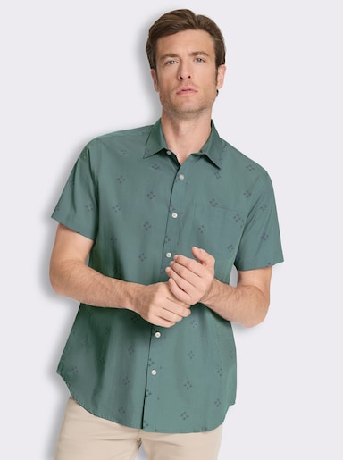 Kurzarmhemd mit Allover-Print - jade