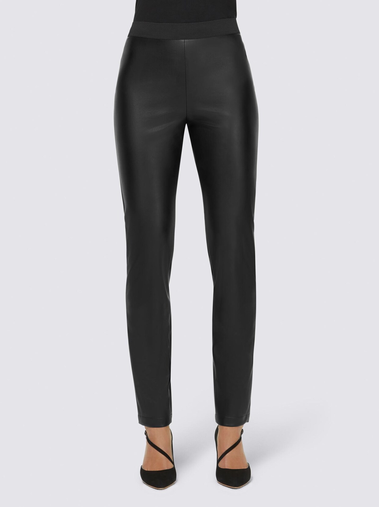 Ashley Brooke Lederimitat-Hose - schwarz