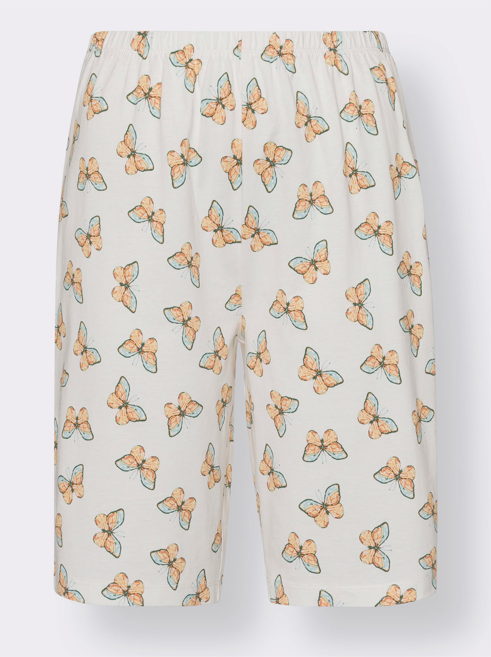 Kortärmad pyjamas med fjärilar - gräddvit, tryckt