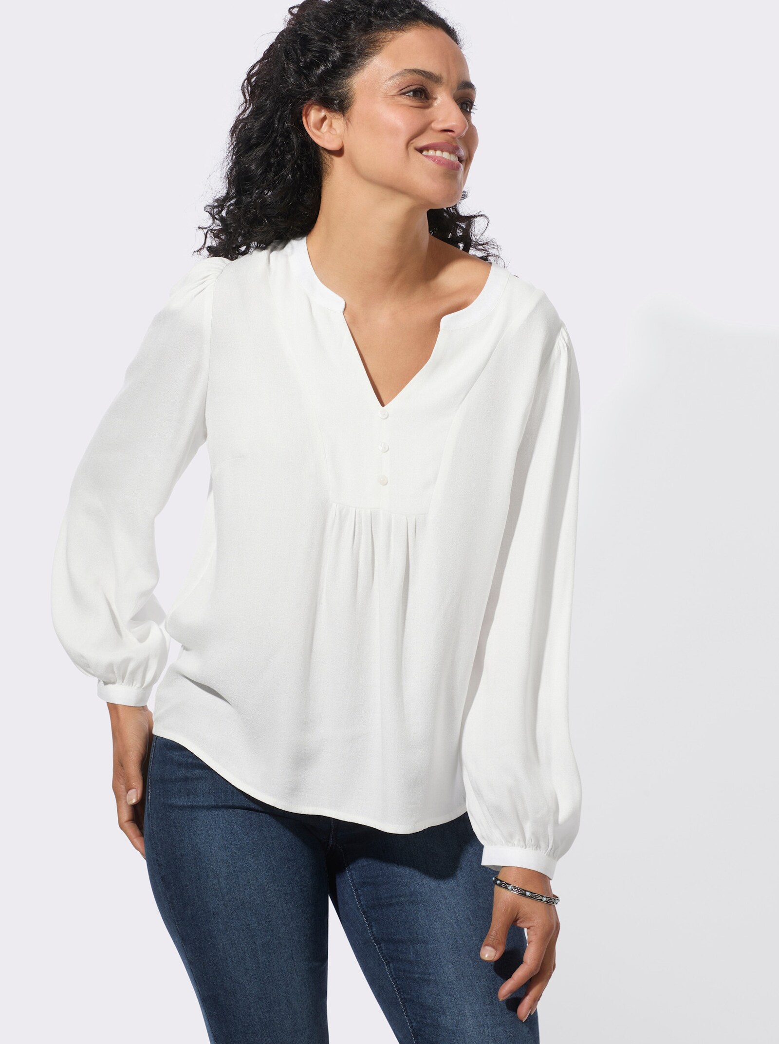  Longbluse in Crêpe-Qualität - ecru