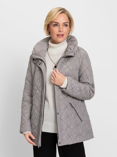 Steppjacke mit Stehkragen - steingrau