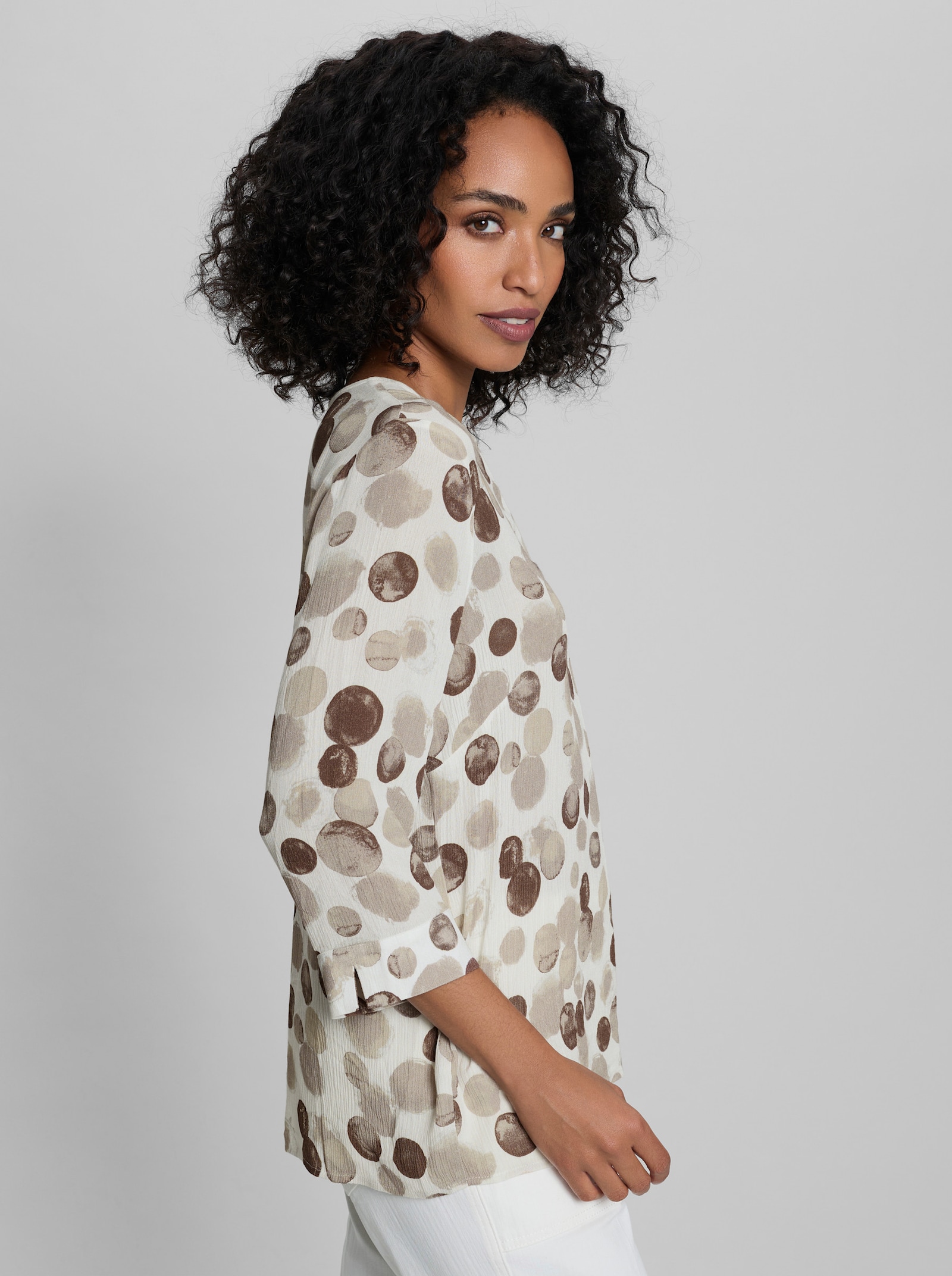 heine Druckbluse mit Tupfenmuster - ecru-schoko-bedruckt