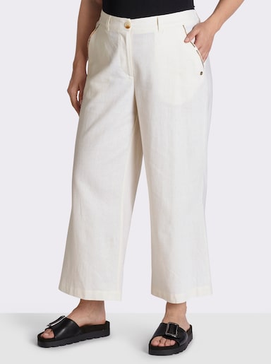 sheego Leinenhose mit Pailletten an den Taschen - ecru