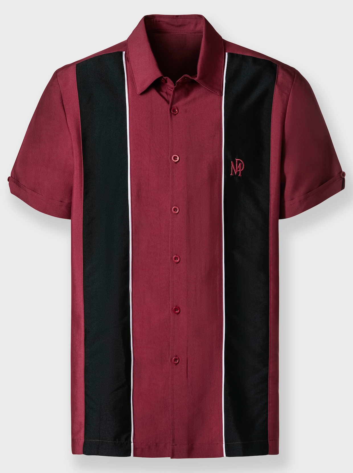 Marco Donati Hemd met korte mouwen - donkerrood-zwart