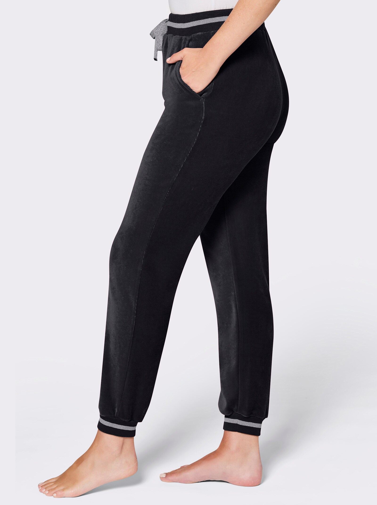 feel good Nickihose mit Glitzerbündchen - schwarz