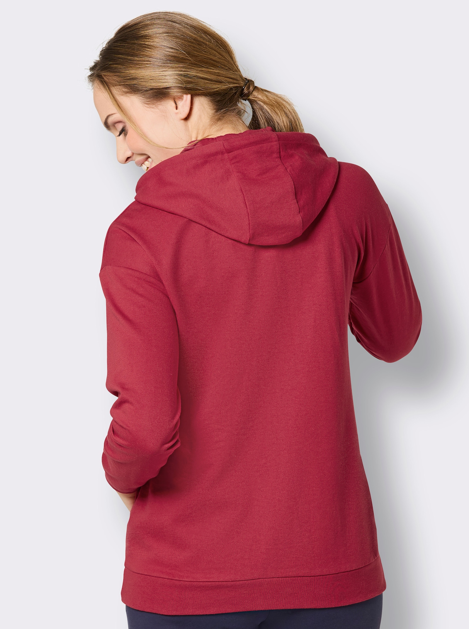 feel good Sweatjacke mit Reißverschluss - kirsche-weiß