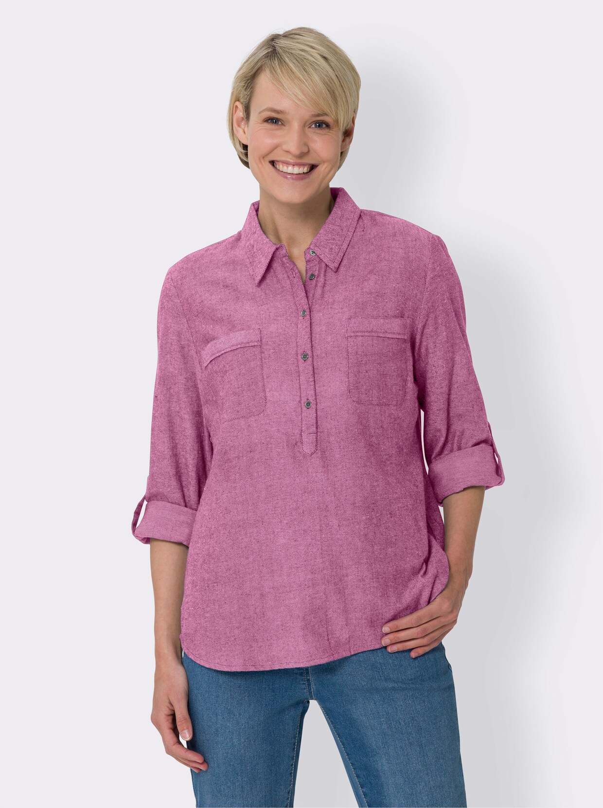 Flanellen blouse - fuchsia