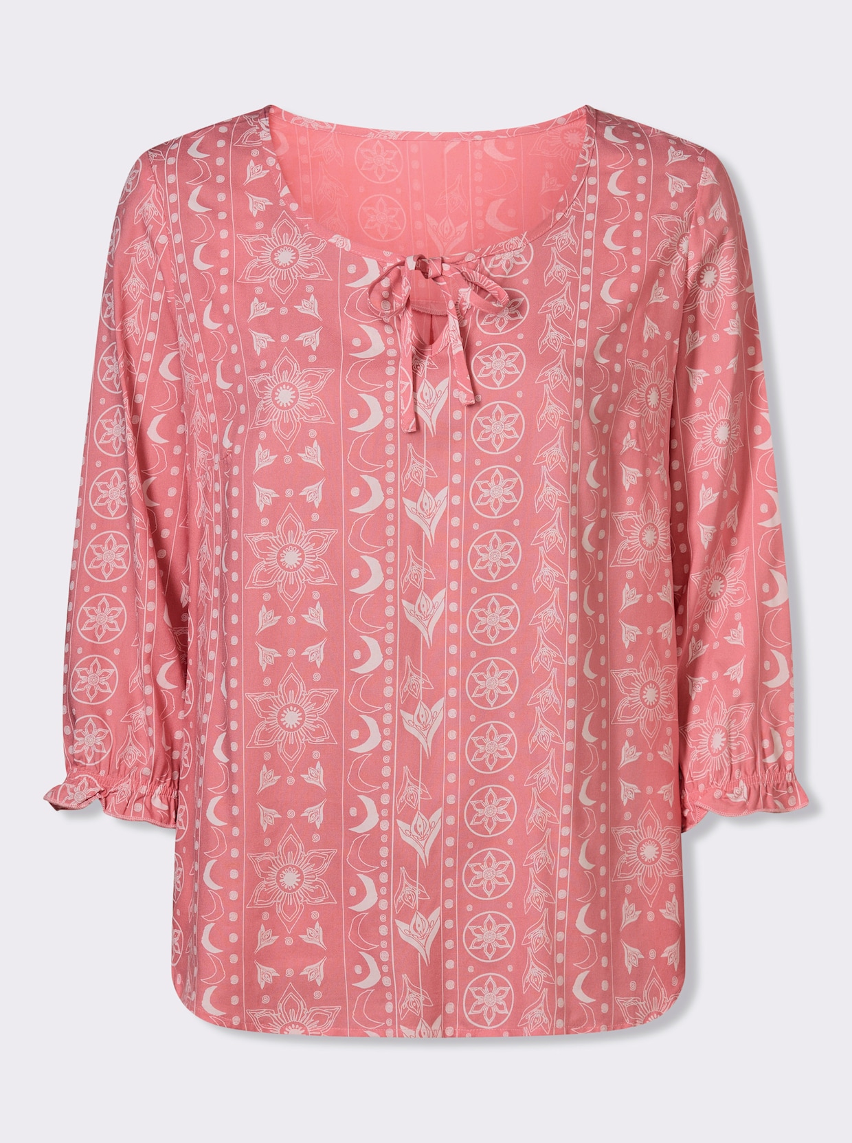 Schlupfbluse - flamingo-ecru-bedruckt