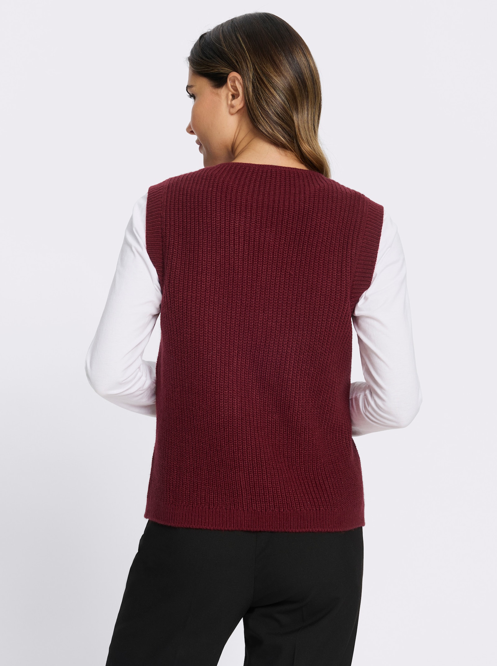 Strickweste in verkürzter Form - dunkelrot