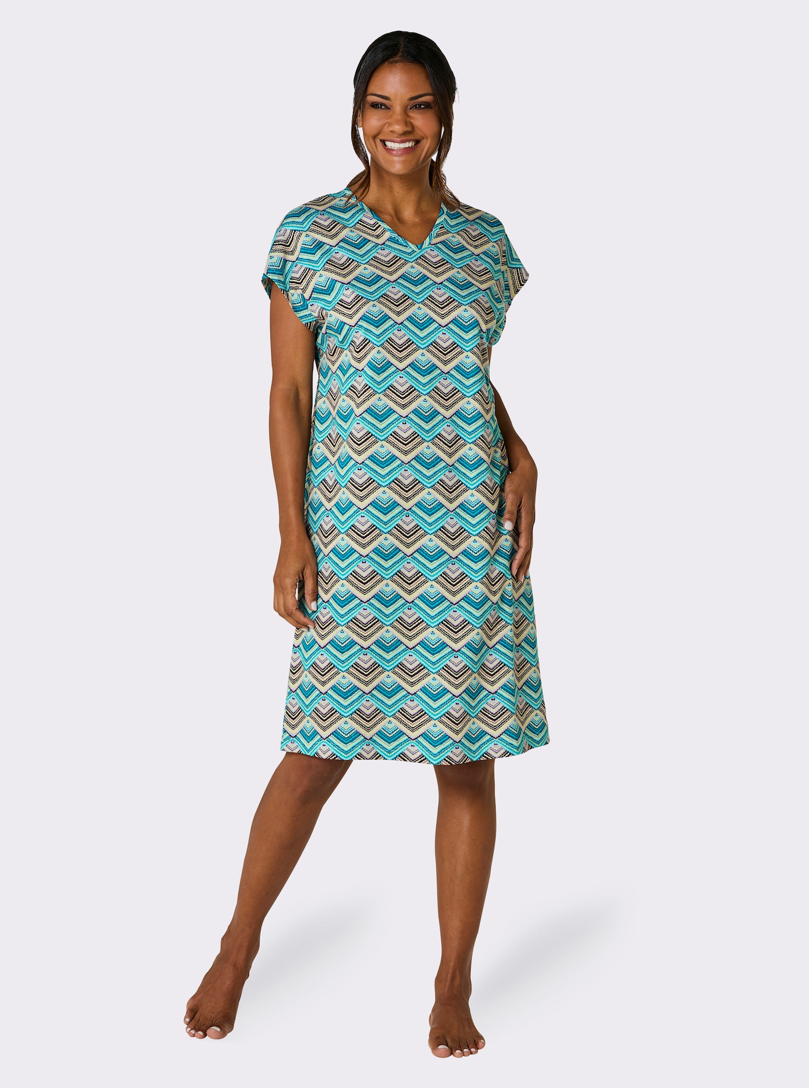 feel good Sommerkleid - türkis-violett-bedruckt