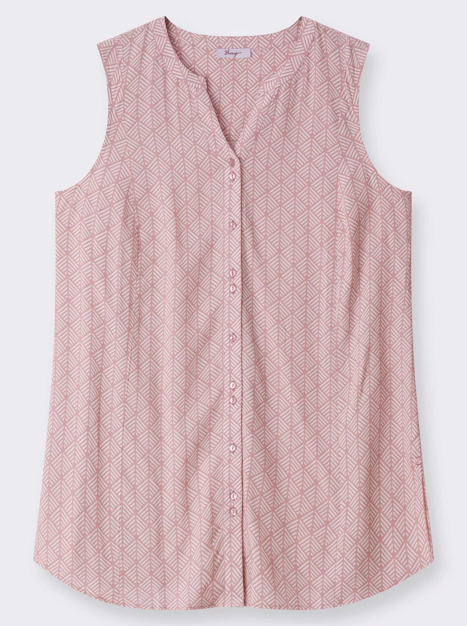 sheego Blusentop mit Knopfleiste - hortensie-weiß-bedruckt