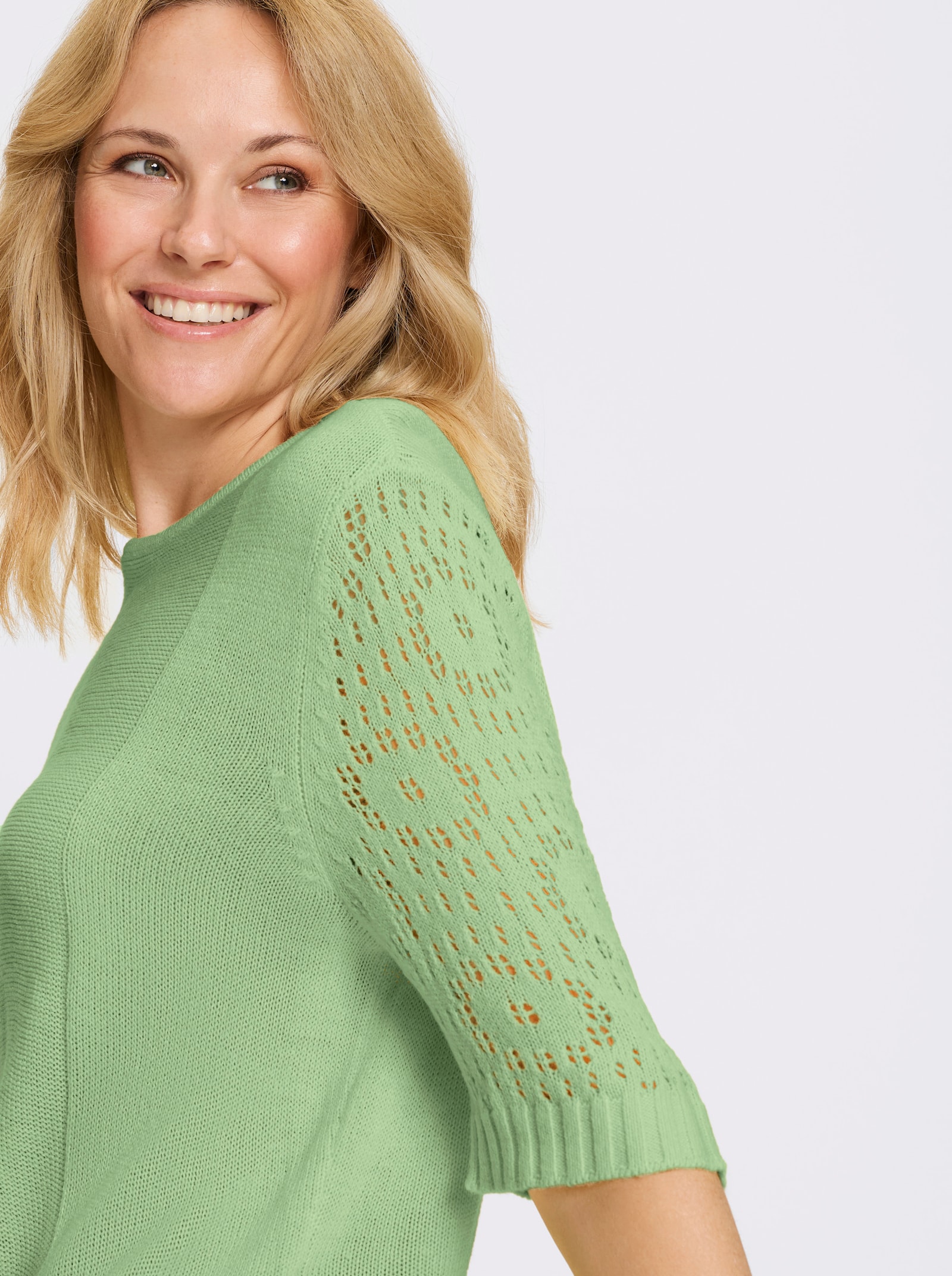 Pullover mit halblangen Ärmeln - reseda