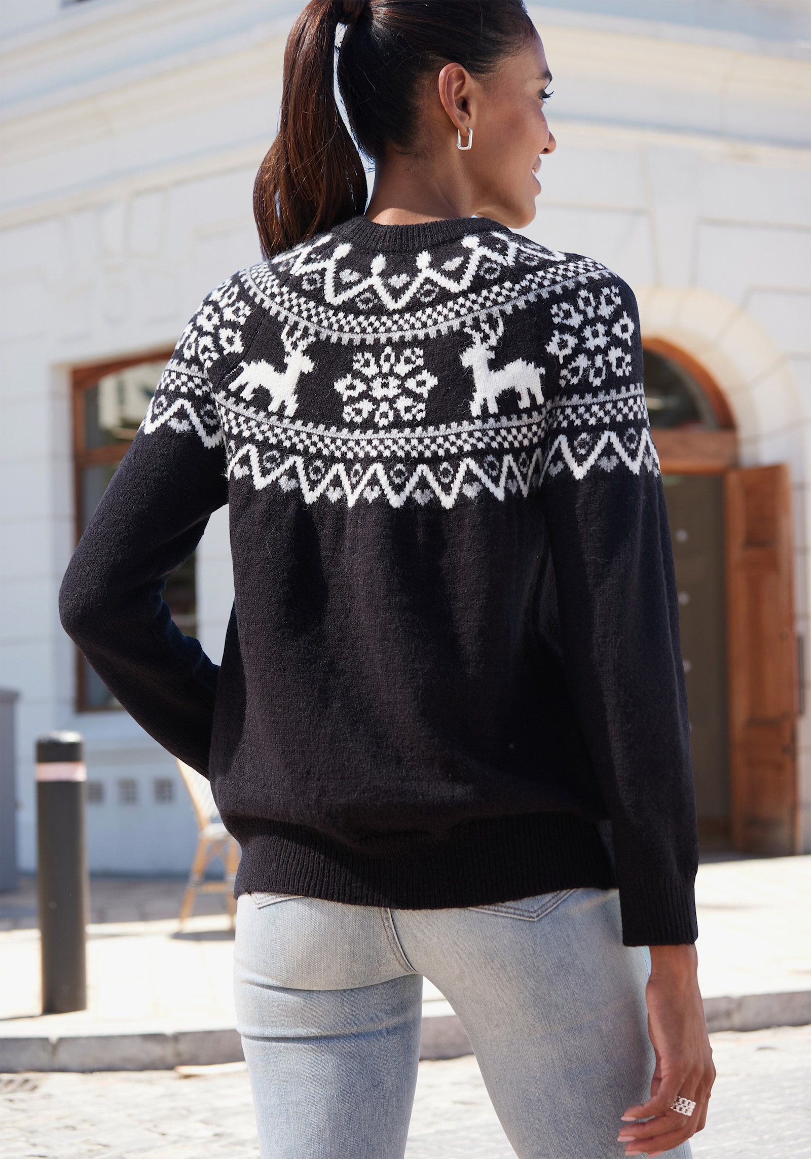 LASCANA Norwegerpullover - schwarz