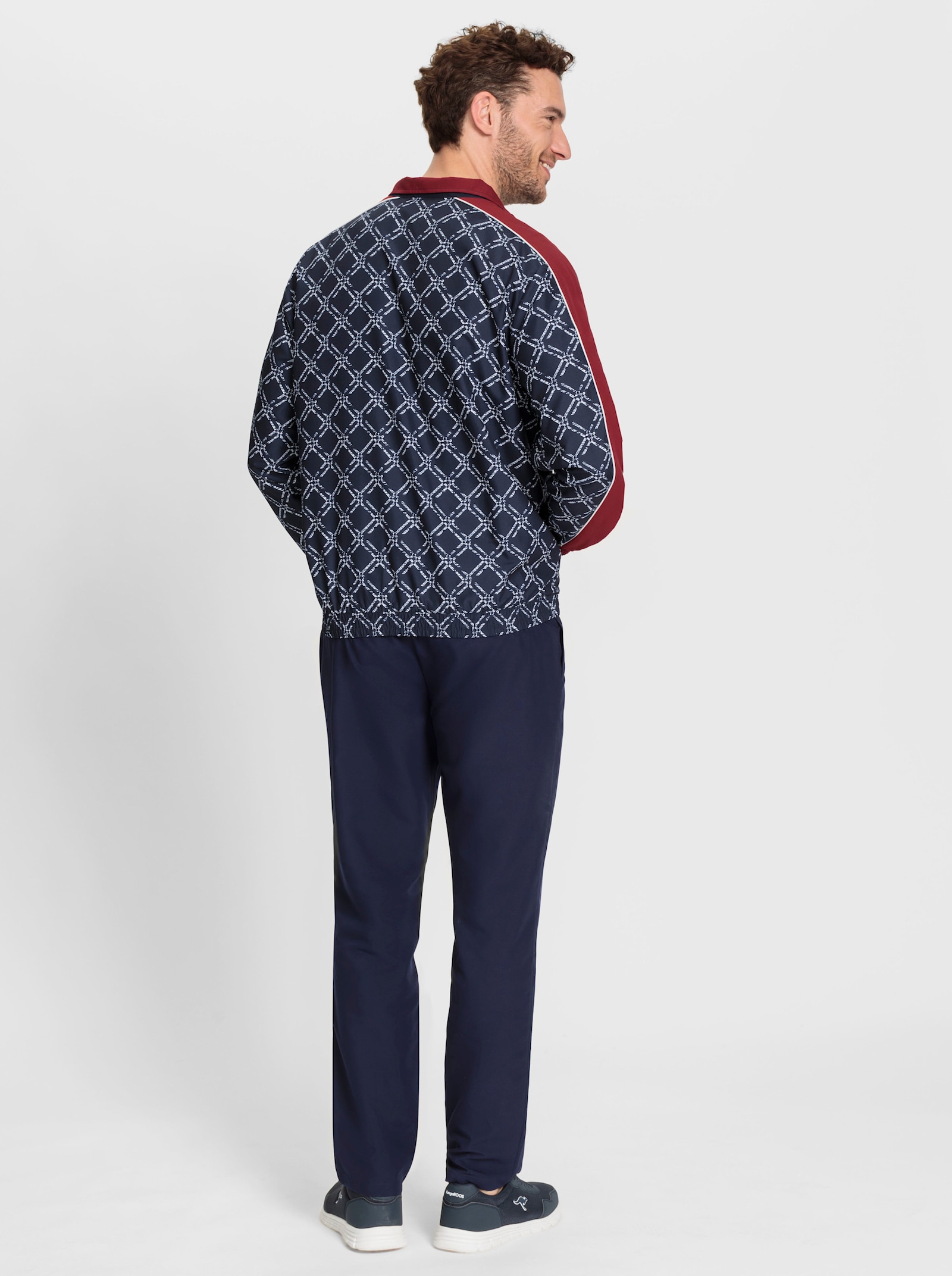 Catamaran Sports Freizeitanzug aus atmungsaktiver Microfaser - marine-dunkelrot-bedruckt