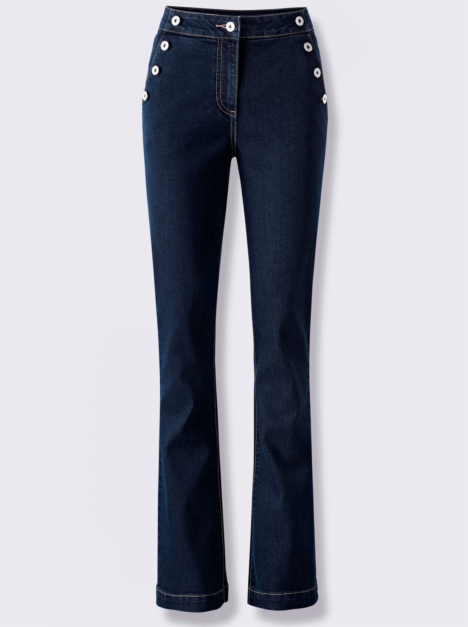 Bootcut-Jeans mit Zierknöpfen - dark blue