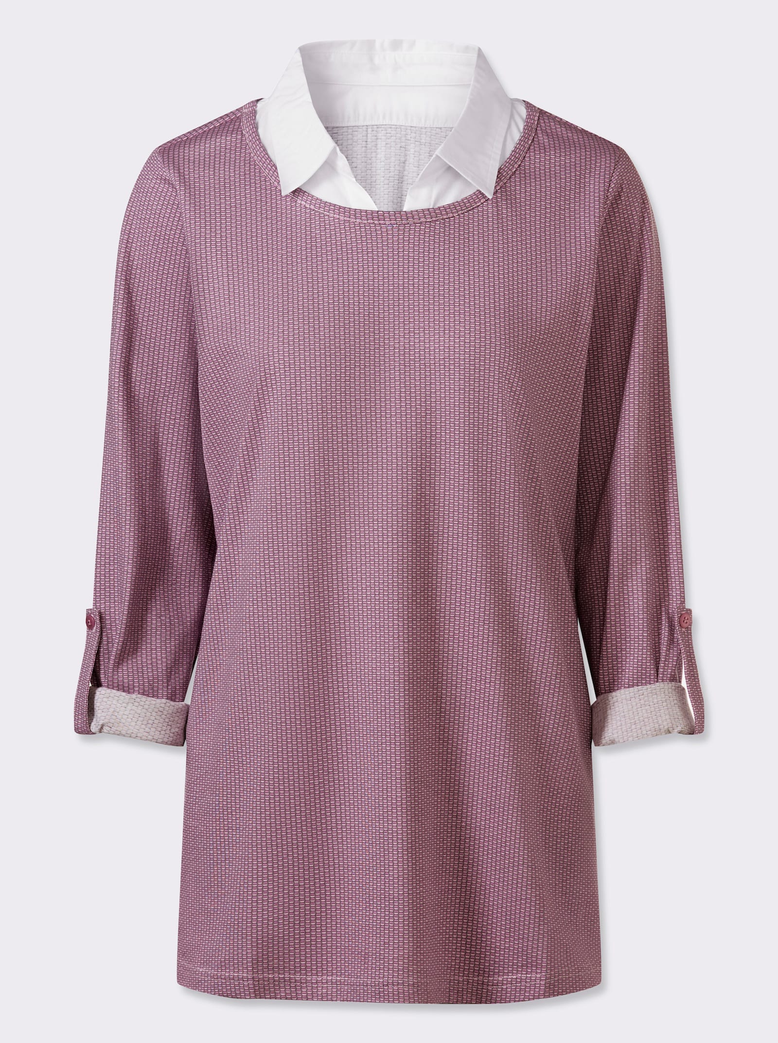 Longshirt in 2-in-1-Optik - rosé-orchidee-bedruckt
