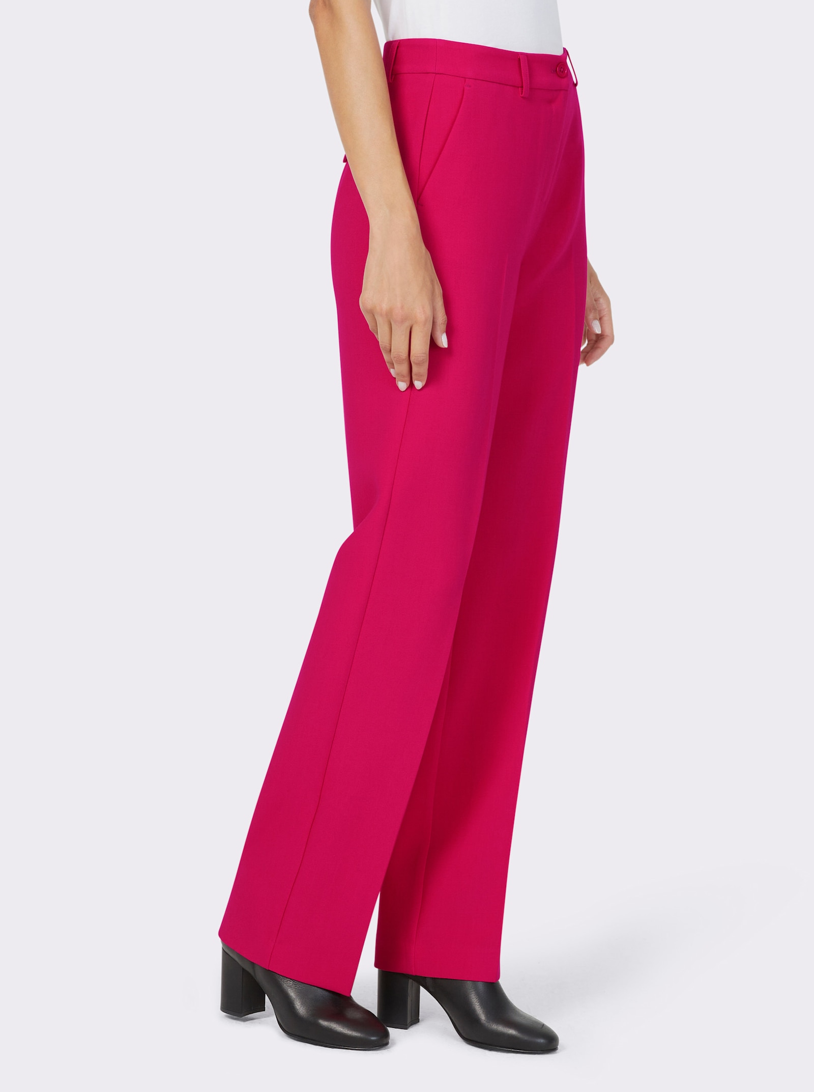 heine Broek met flatteuze persplooien - pink