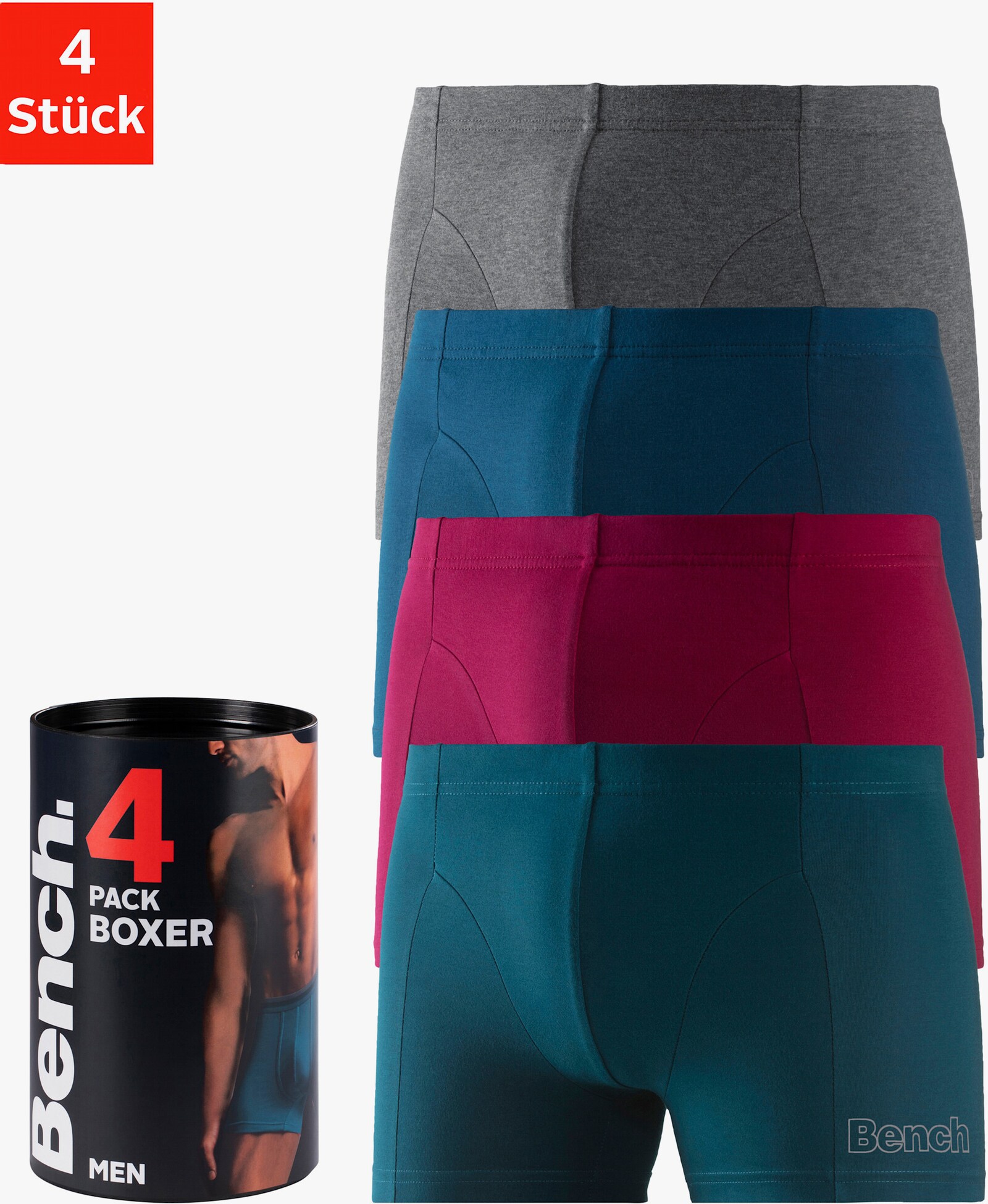 Bench. Boxer - blauw, antraciet gemêleerd, petrol, bordeaux