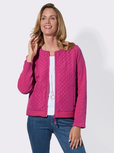 Fleecejacke mit Steppmuster-Einsätzen - fuchsia