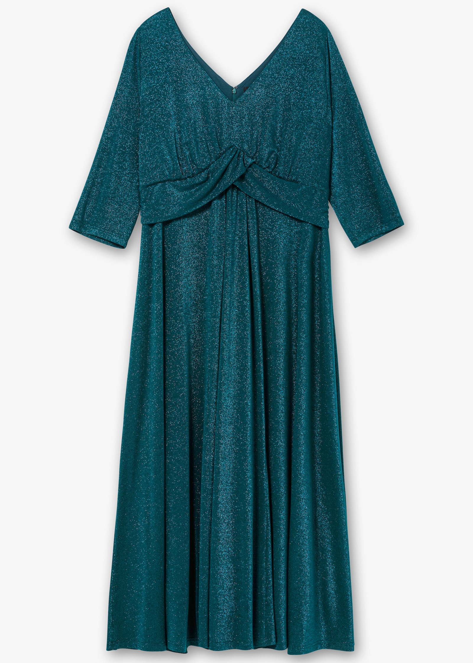 sheego Abendkleid mit metallisierten Fasern - petrol