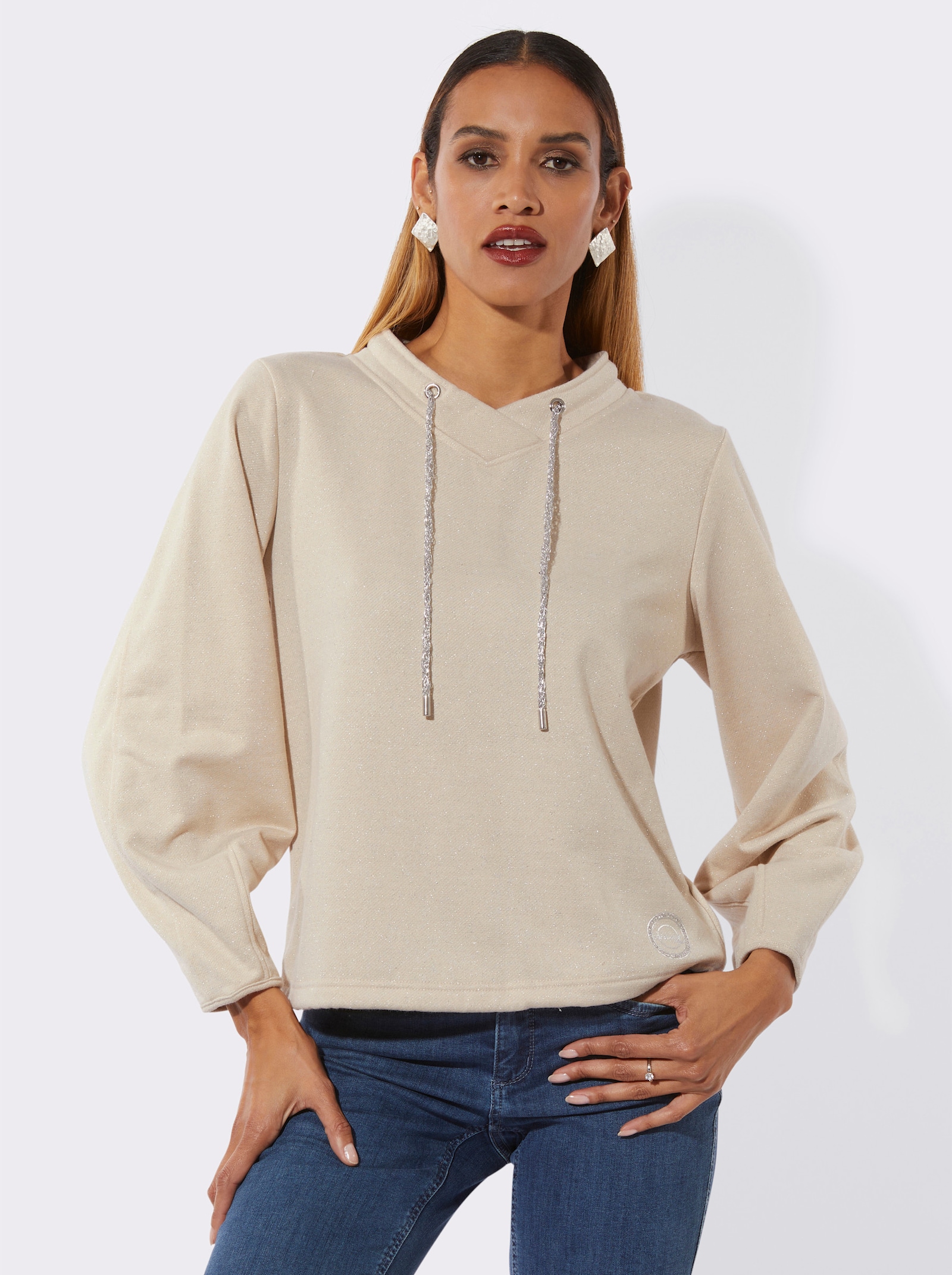 Sweatshirt mit Ballon-Ärmeln - sand-silberfarben