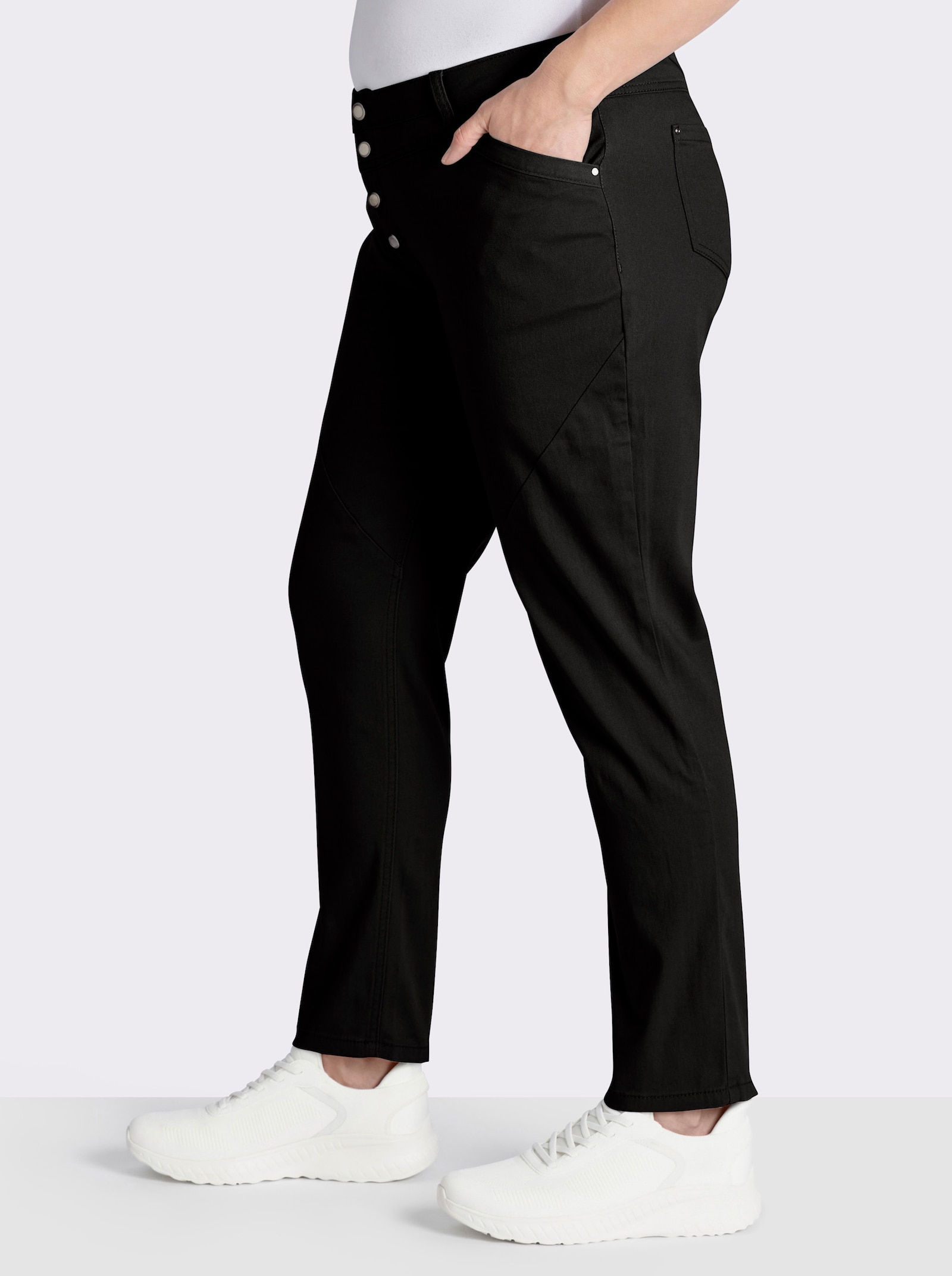 Jeans mit Knopfleiste statt Reißverschluss - schwarz