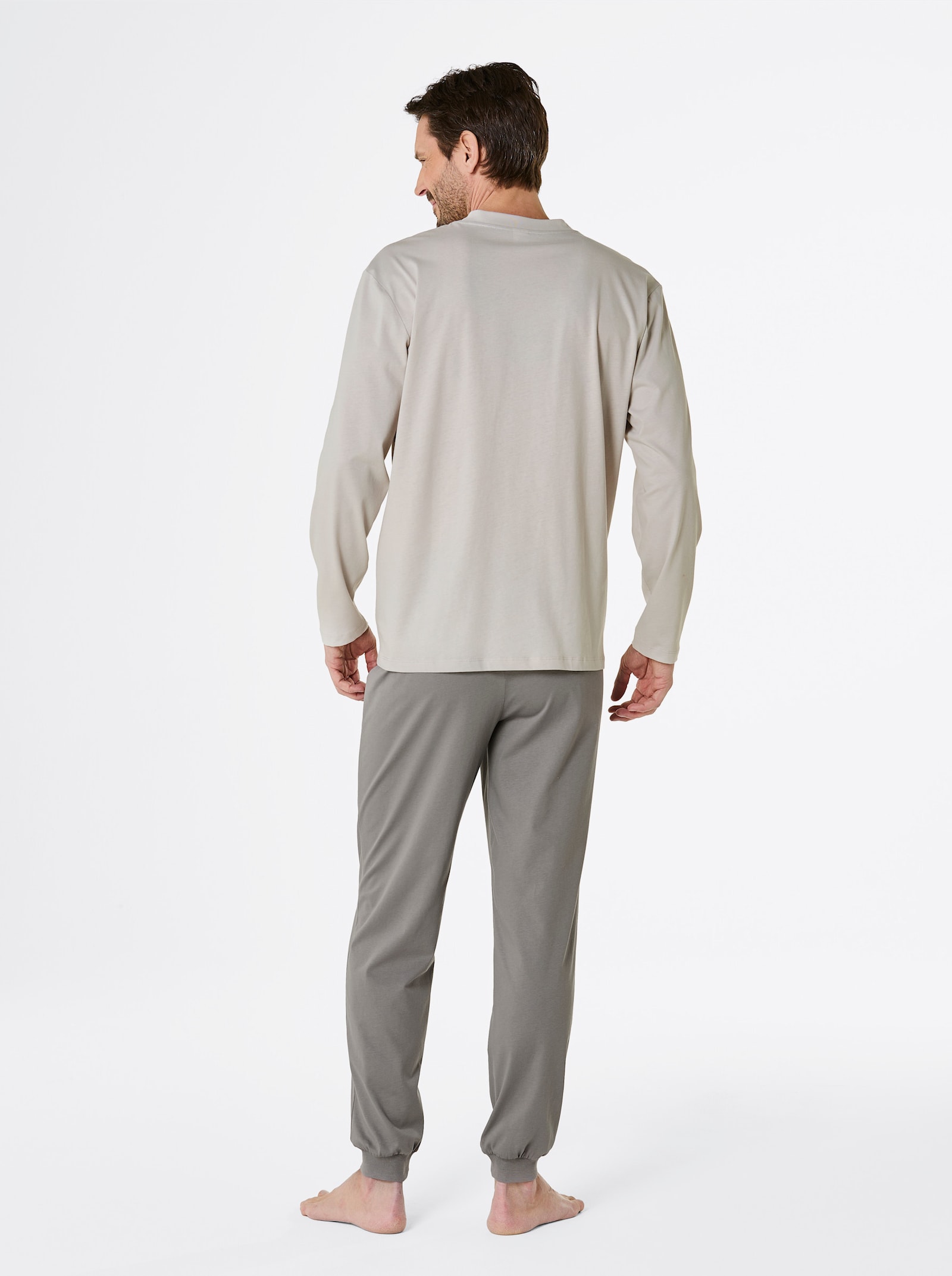 KINGsCLUB Schlafanzug Hose mit Rippbündchen - hellgrau-grau-bedruckt