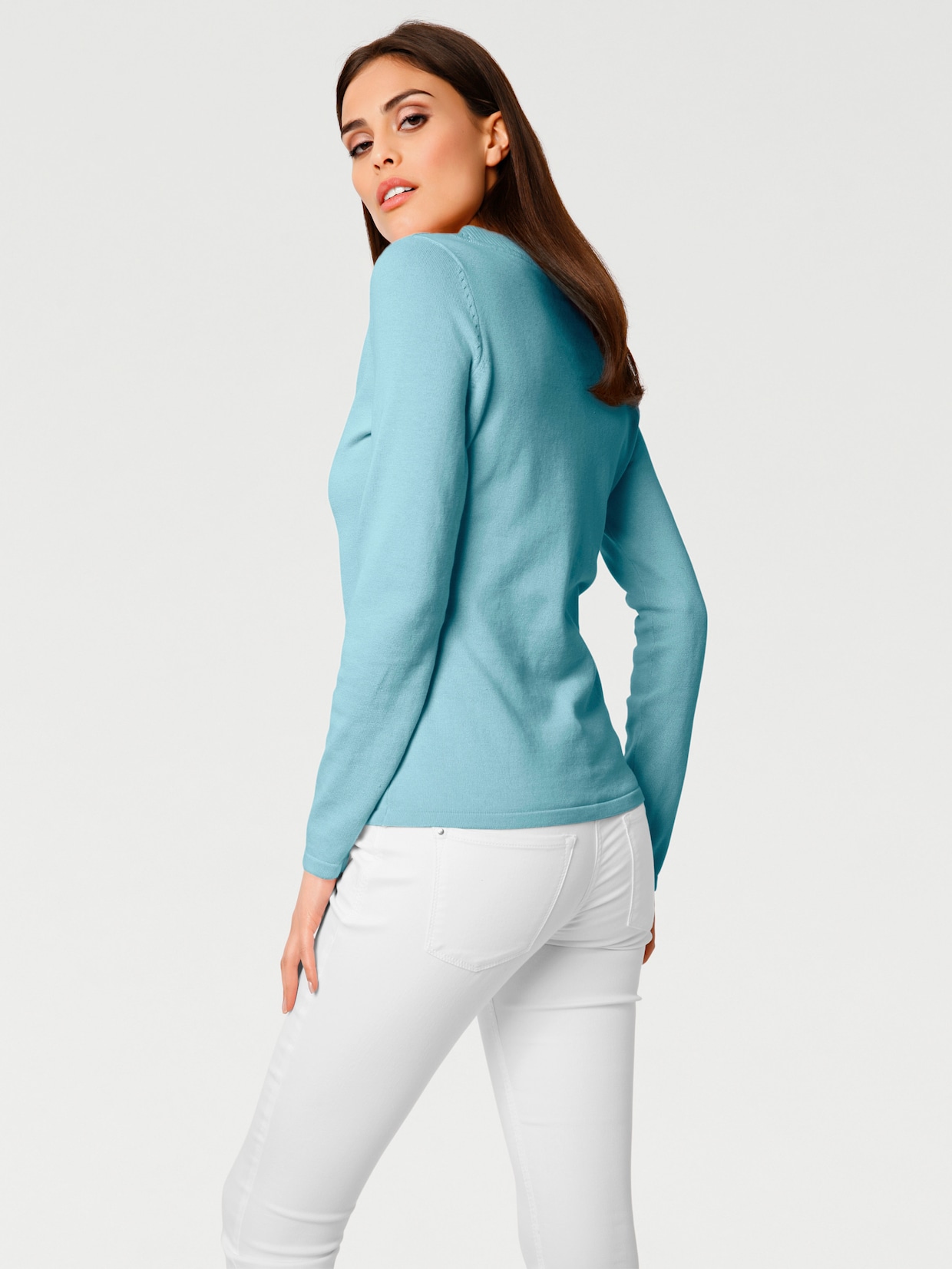 heine Pullover met V-hals - aqua