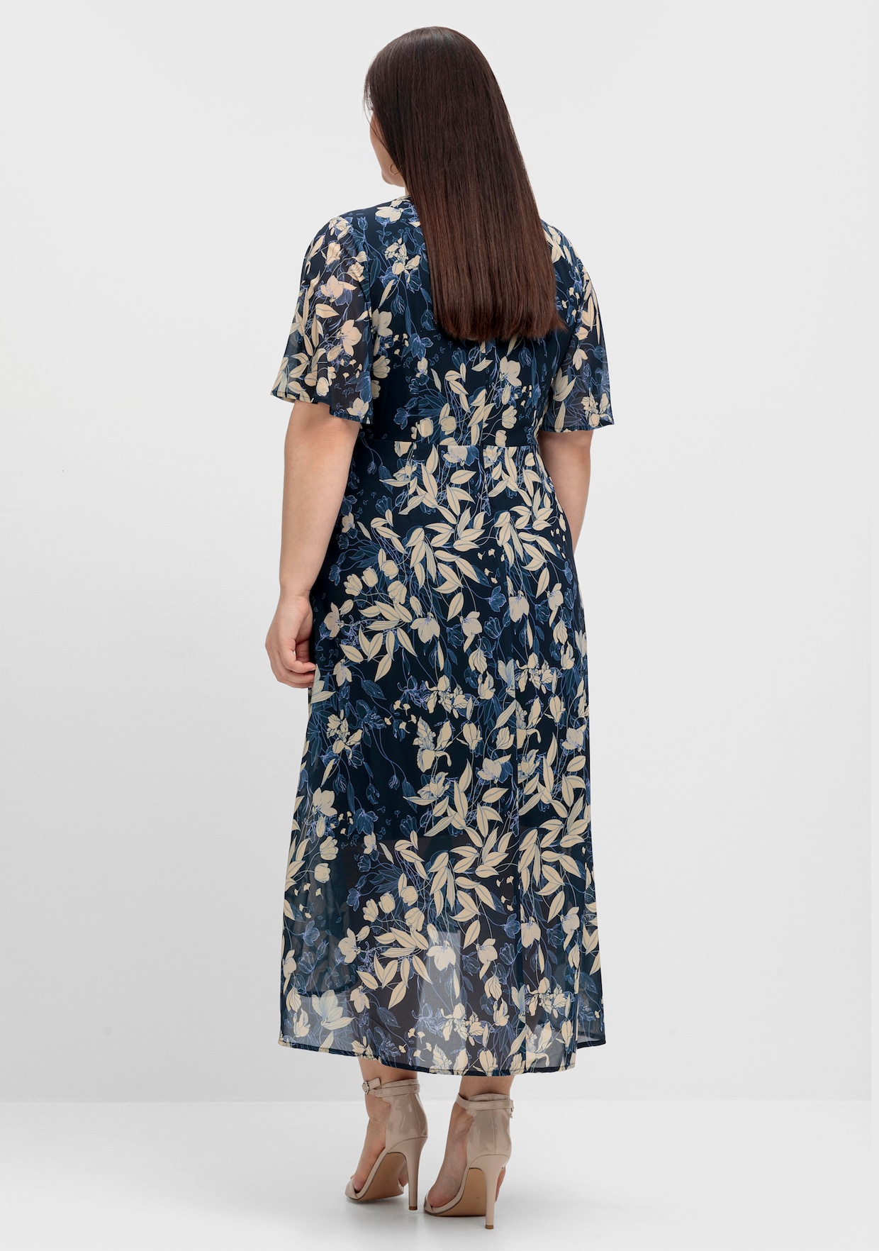 sheego Chiffon jurk - nachtblauw gedessineerd