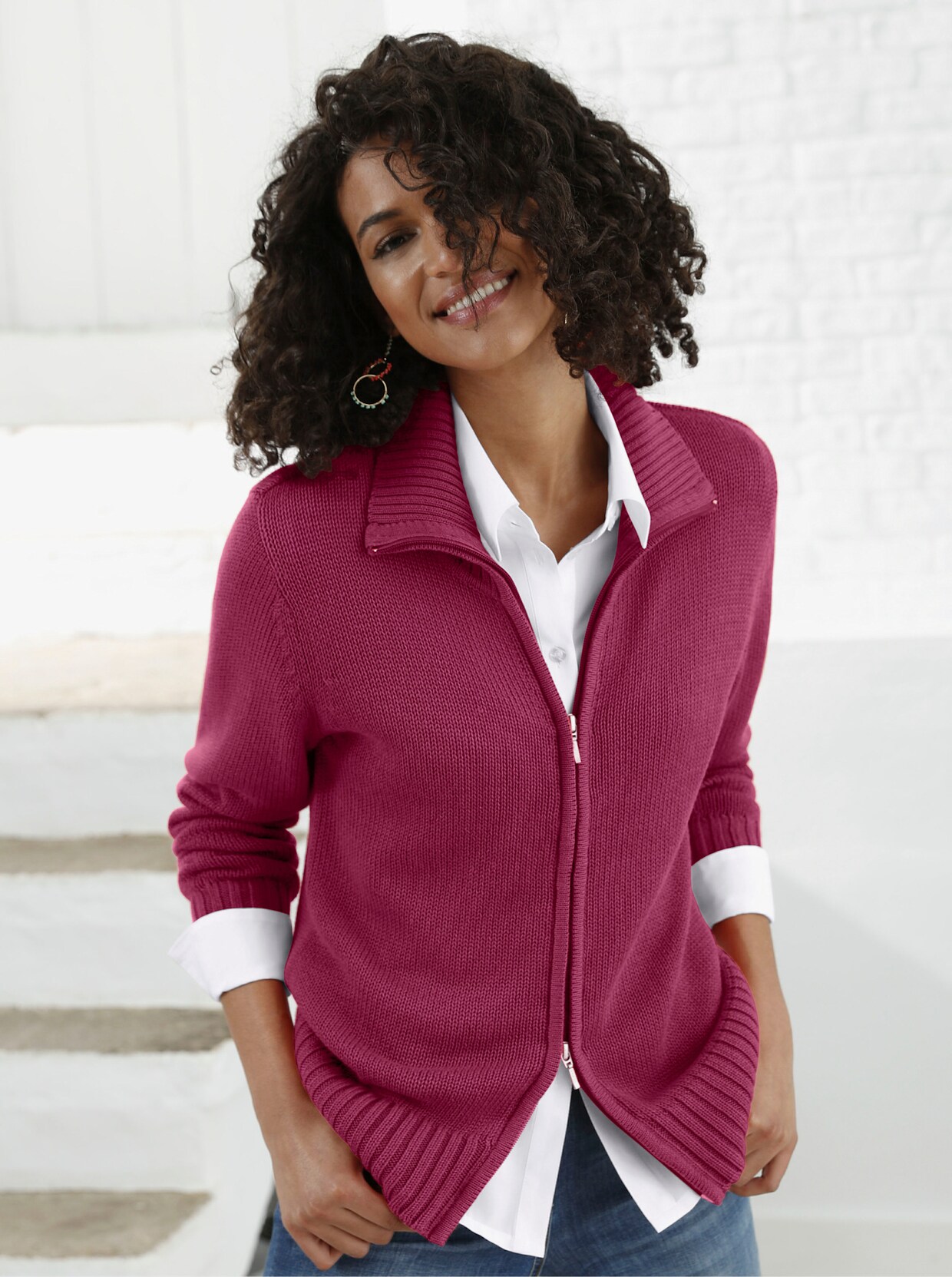Strickjacke - fuchsia