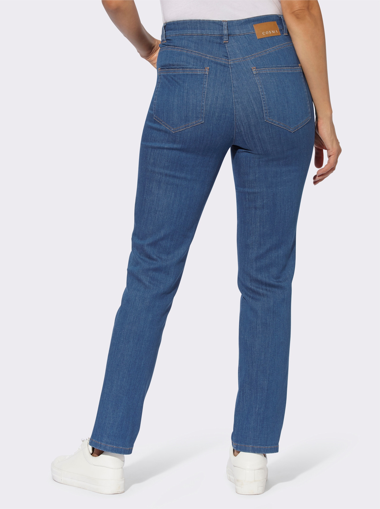 Cosma Jeans met gevlochten kabelgedeelte op de band - blue-stonewashed