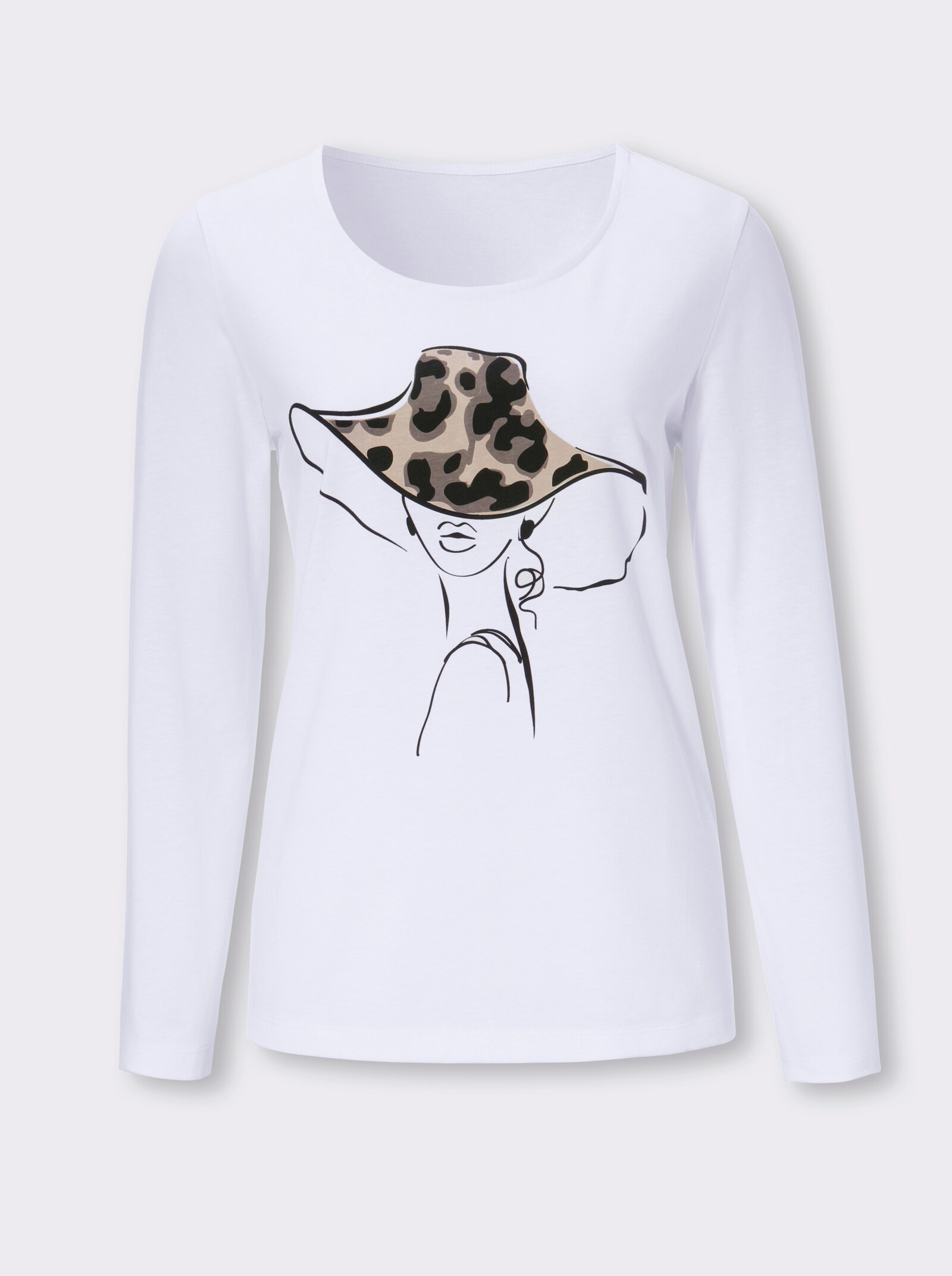 Langarmshirt mit Druck vorne - ecru