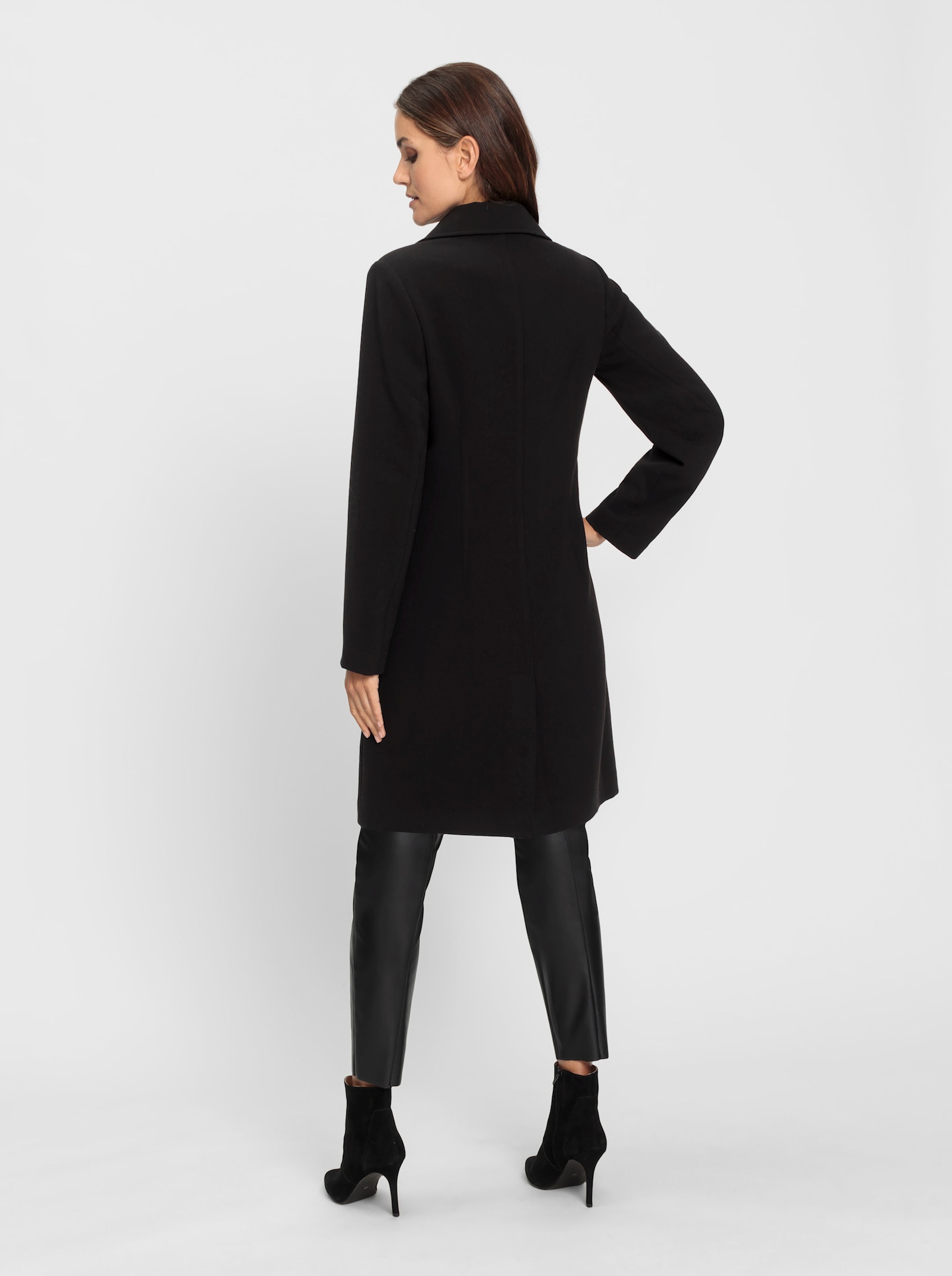 heine Korte mantel met luipaardvoering - zwart