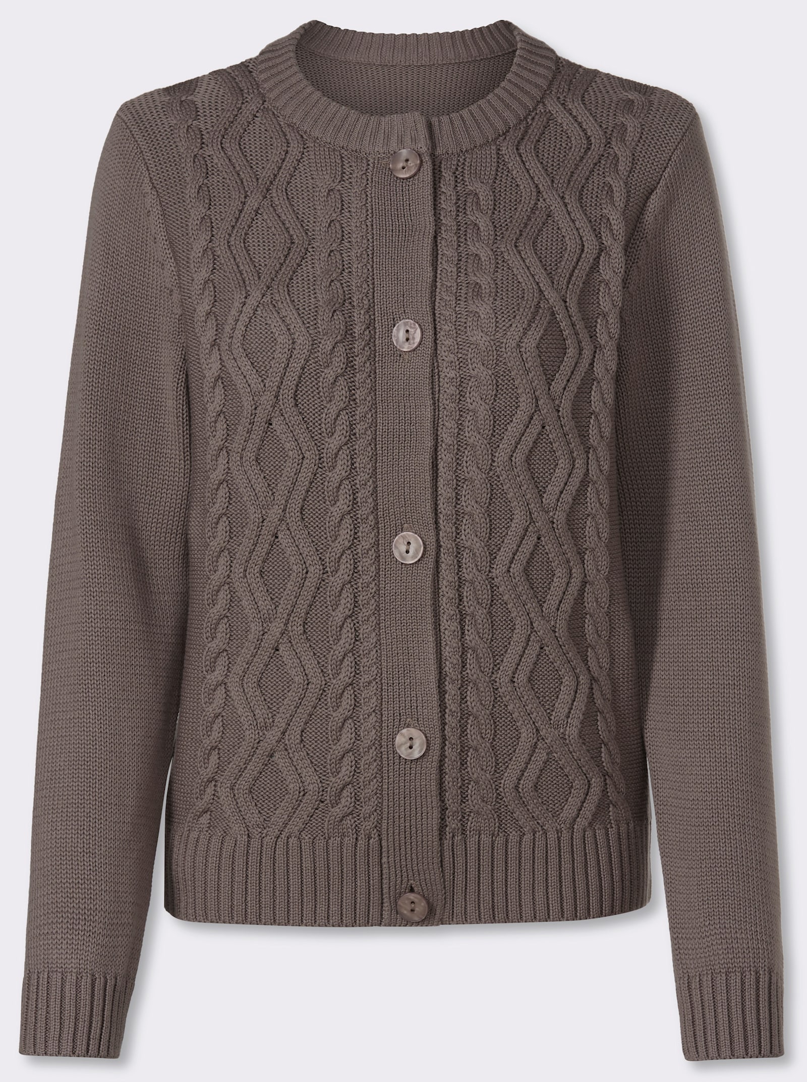 Strickjacke im Strickmuster-Mix - dunkeltaupe