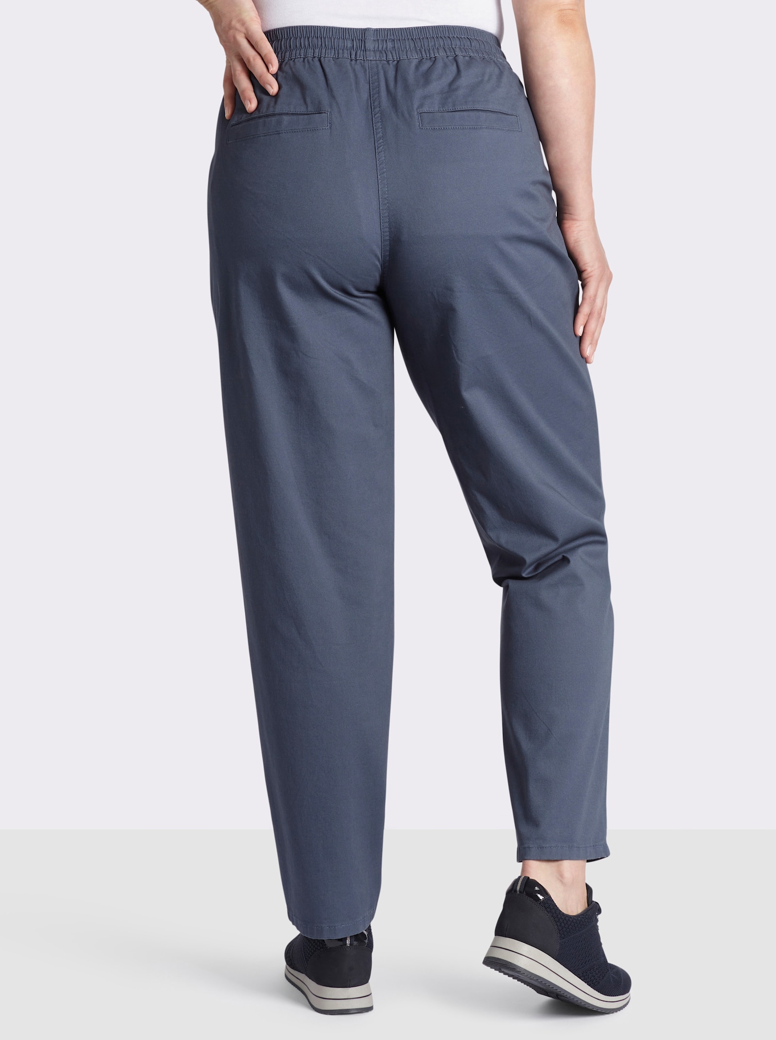 sheego Chinohose mit Gummibund und Bindeband - rauchblau