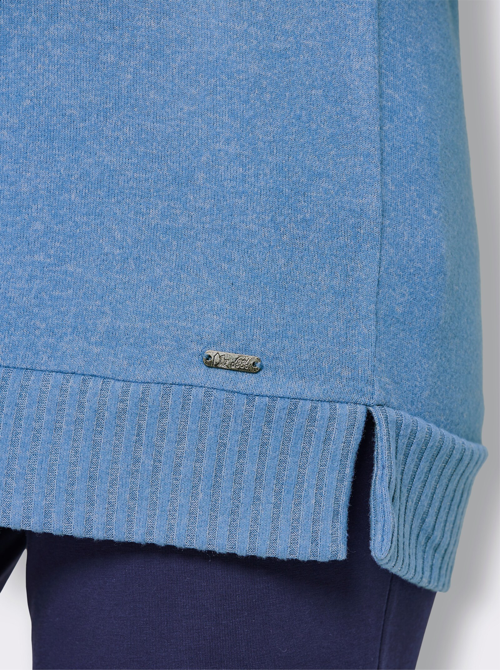 Langarmshirt - mittelblau-meliert