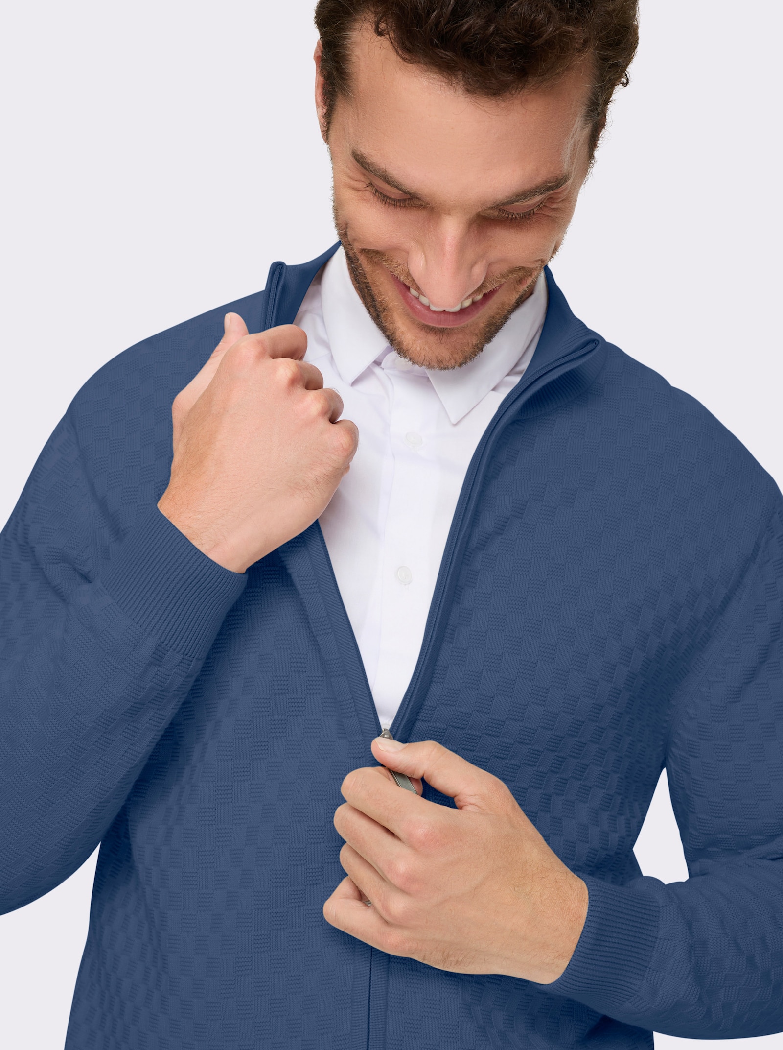 Marco Donati Strickjacke mit verdecktem Reißverschluss - jeansblau