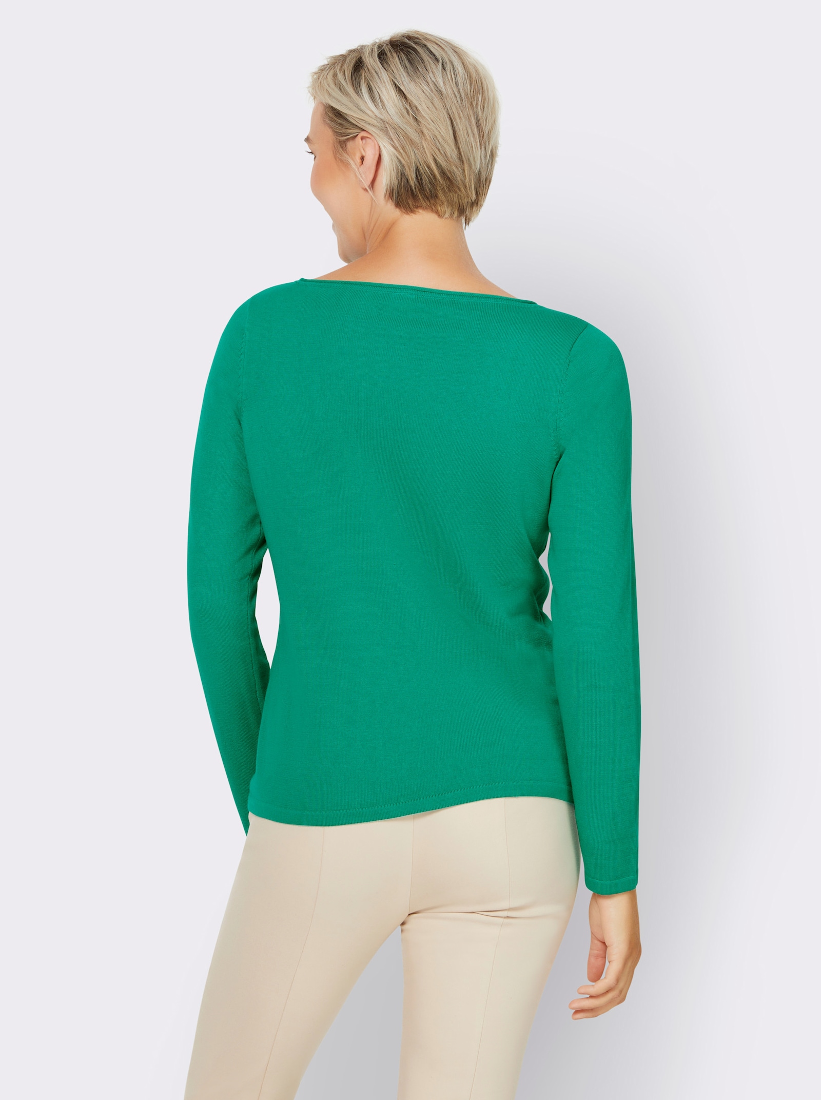 heine Baumwollpullover mit leichtem U-Boot-Ausschnitt - grün